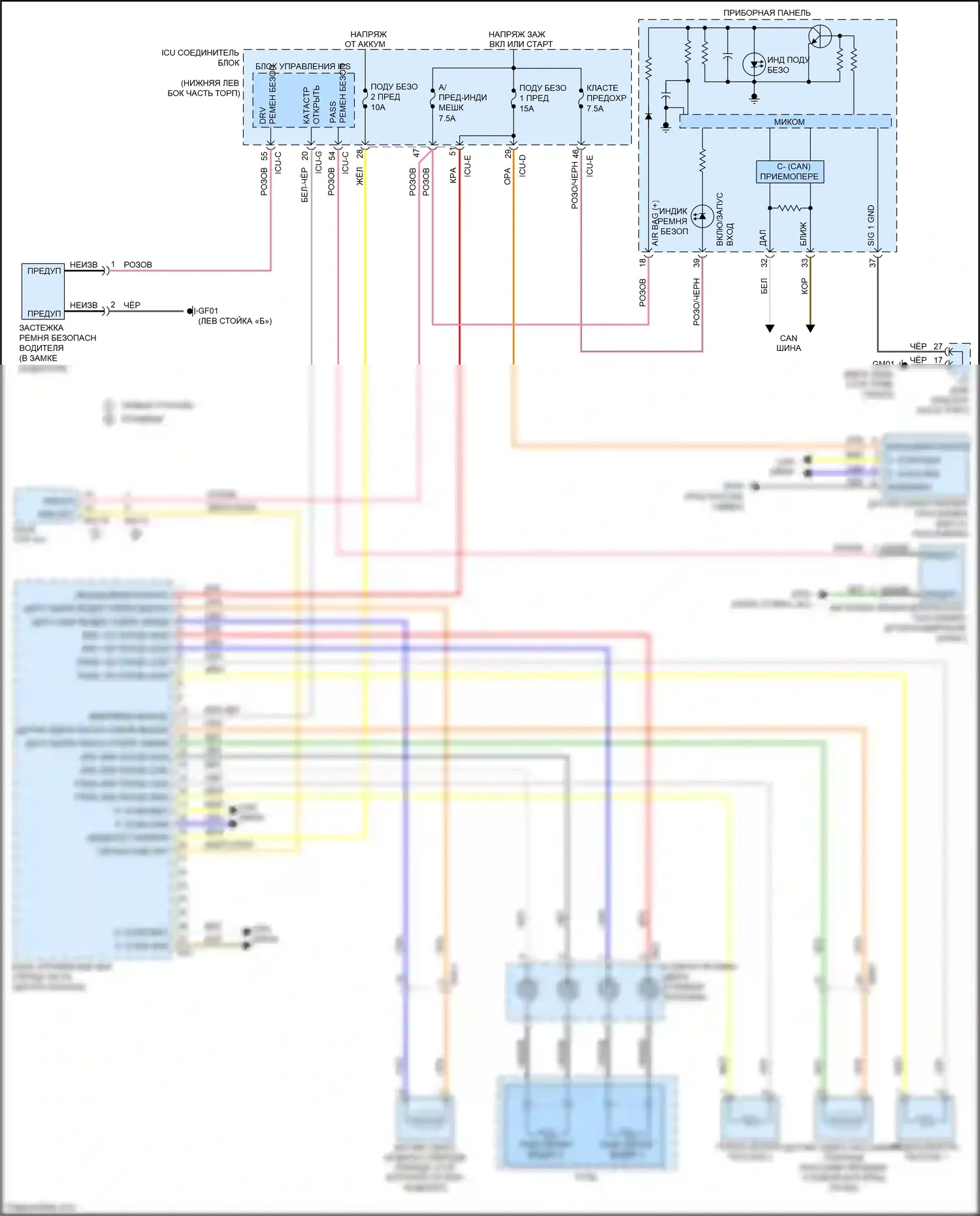 Cerato Kia IV (2018-2022): Электросхема подушек безопасности (1 из 2) 