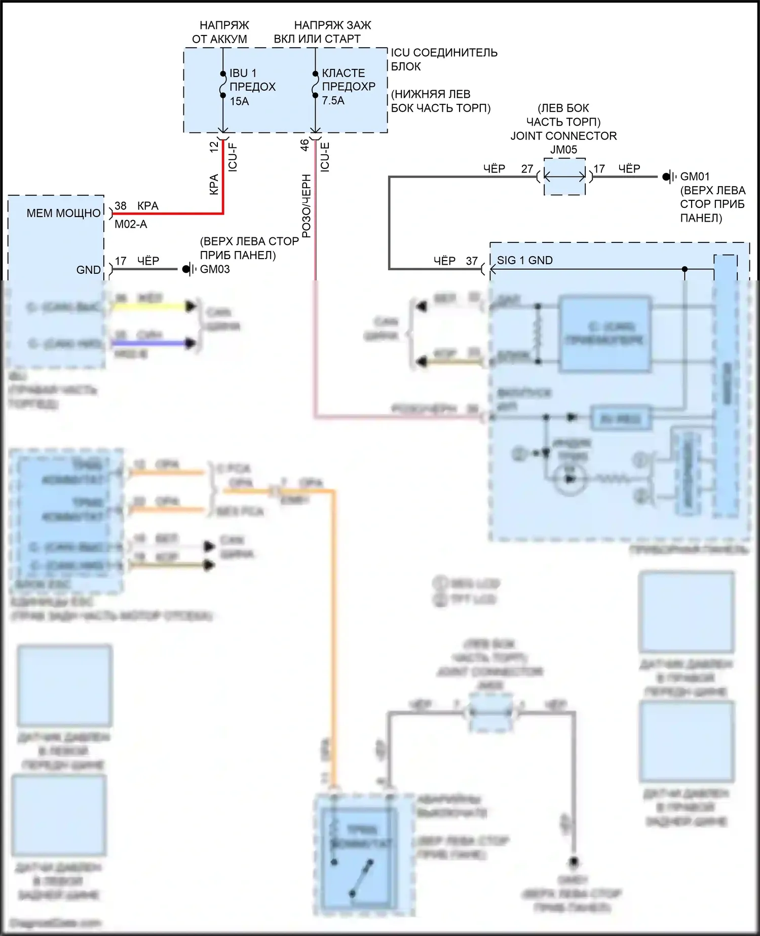 Cerato Kia IV (2018-2022): Электросхема контроля давления в шинах 