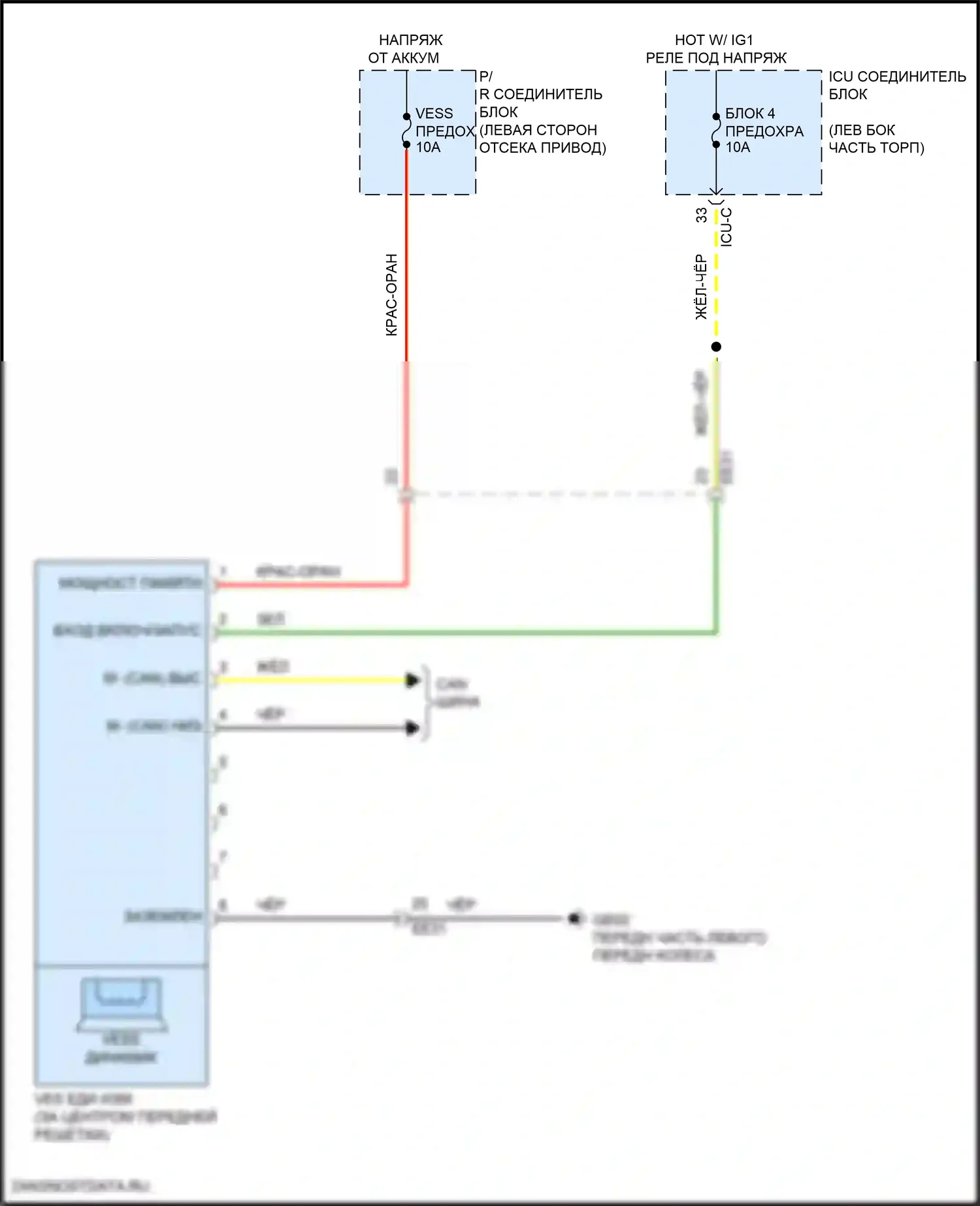 EV6 Kia I (2021-2024): Электросхема системы звука виртуального двигателя 