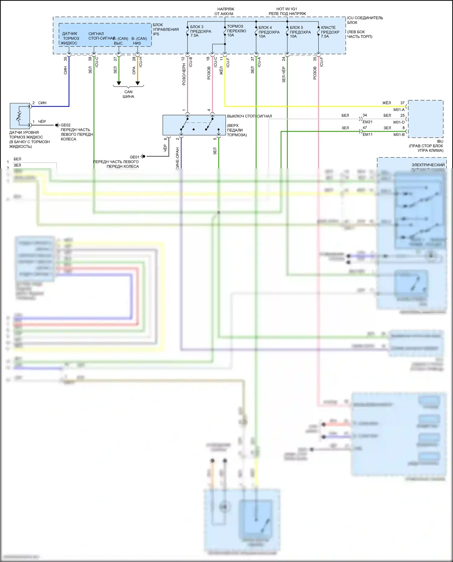 EV6 Kia I (2021-2024): Антиблокировочная система abs электросхема (2 из 2) 