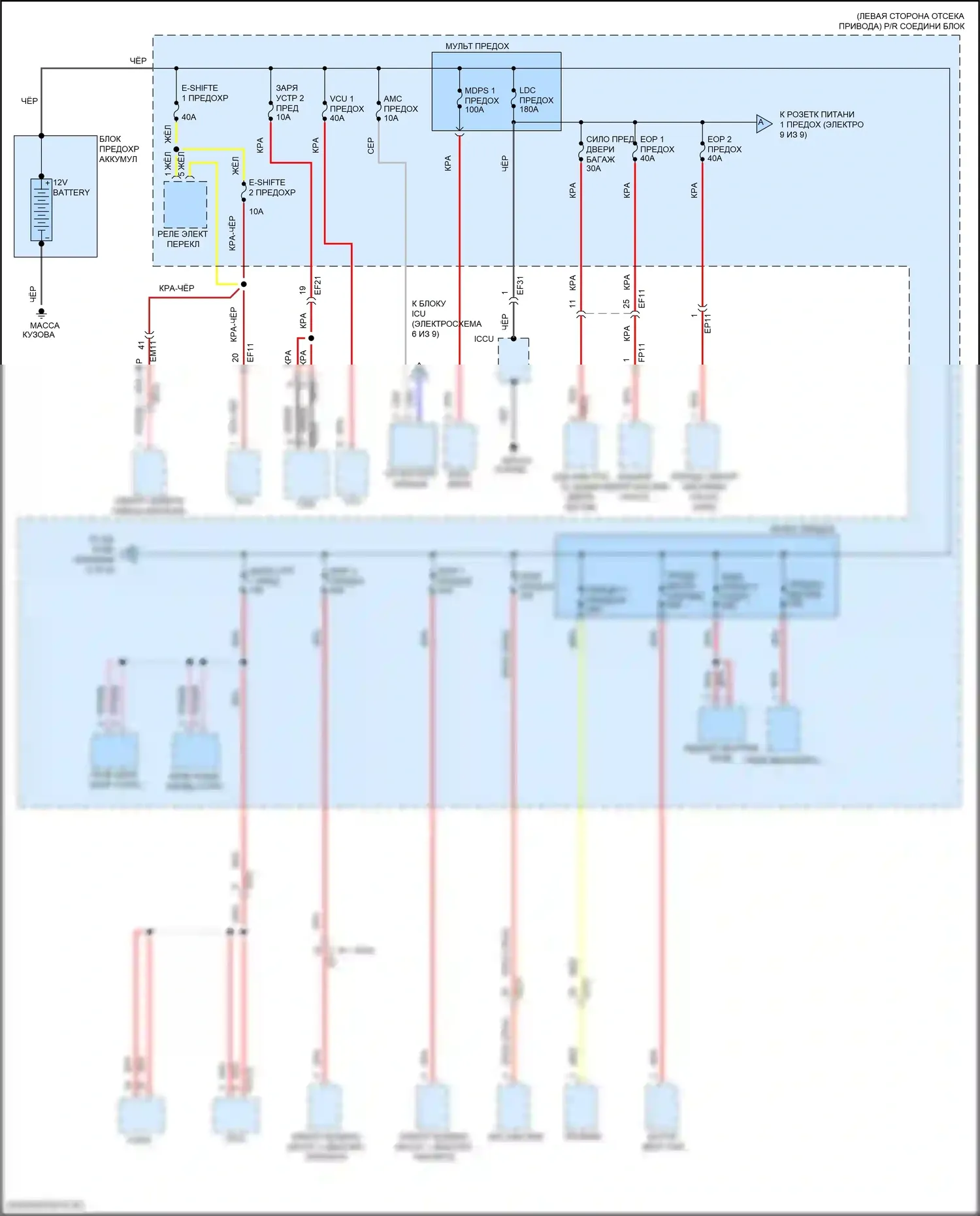 EV6 Kia I (2021-2024): Электросхема блока предохранителей реле (1 из 9) 