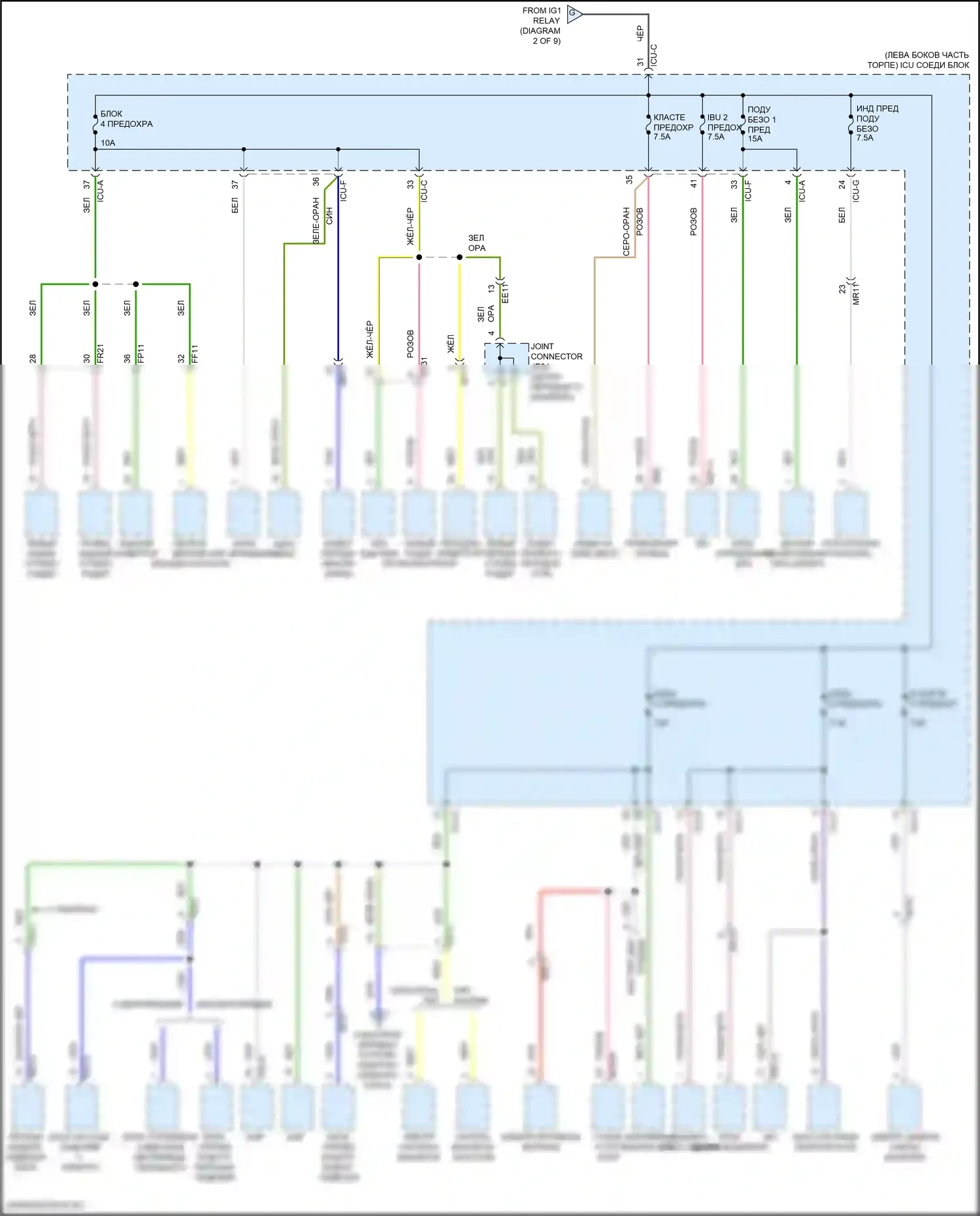 EV6 Kia I (2021-2024): Электросхема блока предохранителей реле (4 из 9) 