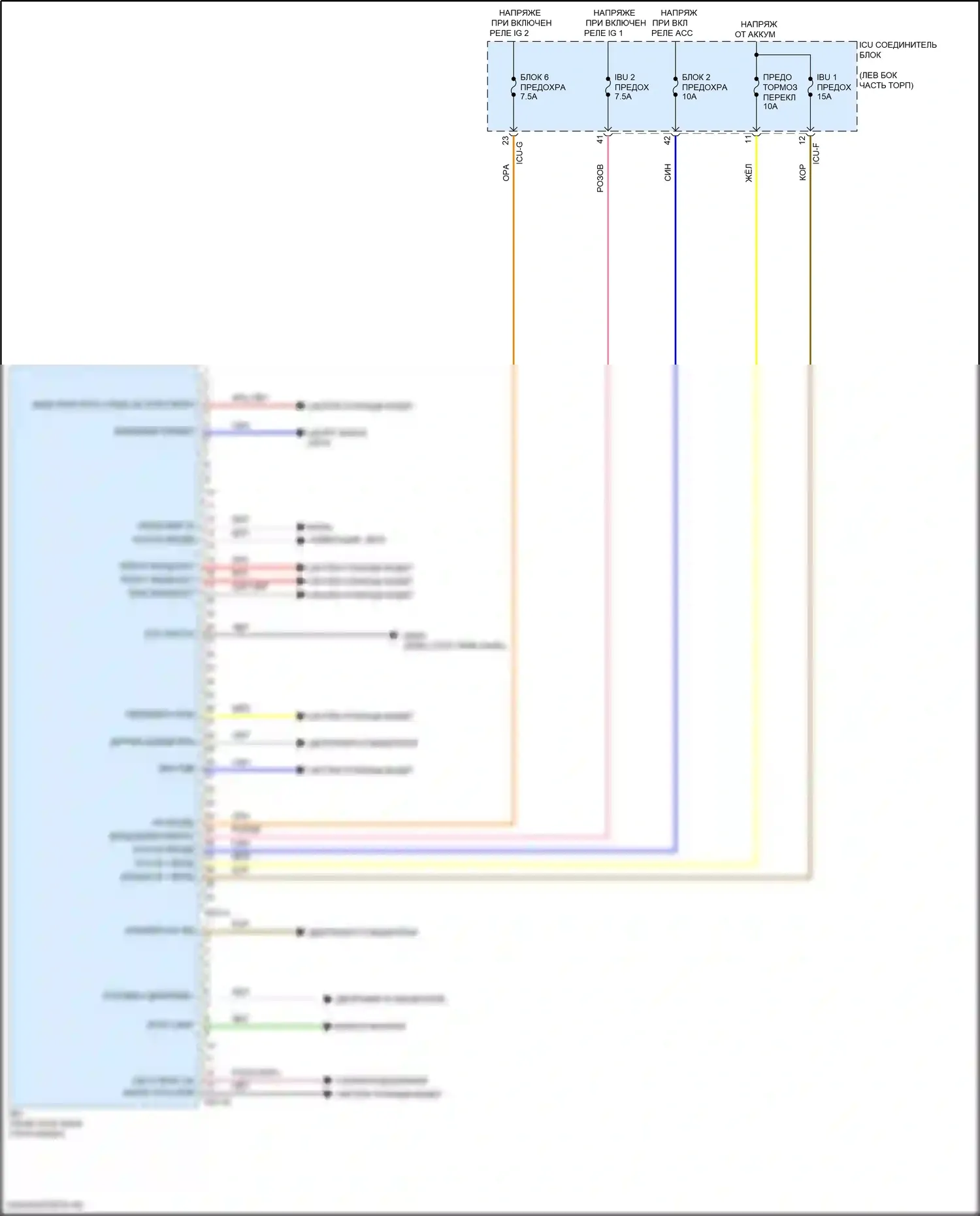 EV6 Kia I (2021-2024): Электросхема встроенного блока управления, без ручки смыва (1 из 2) 