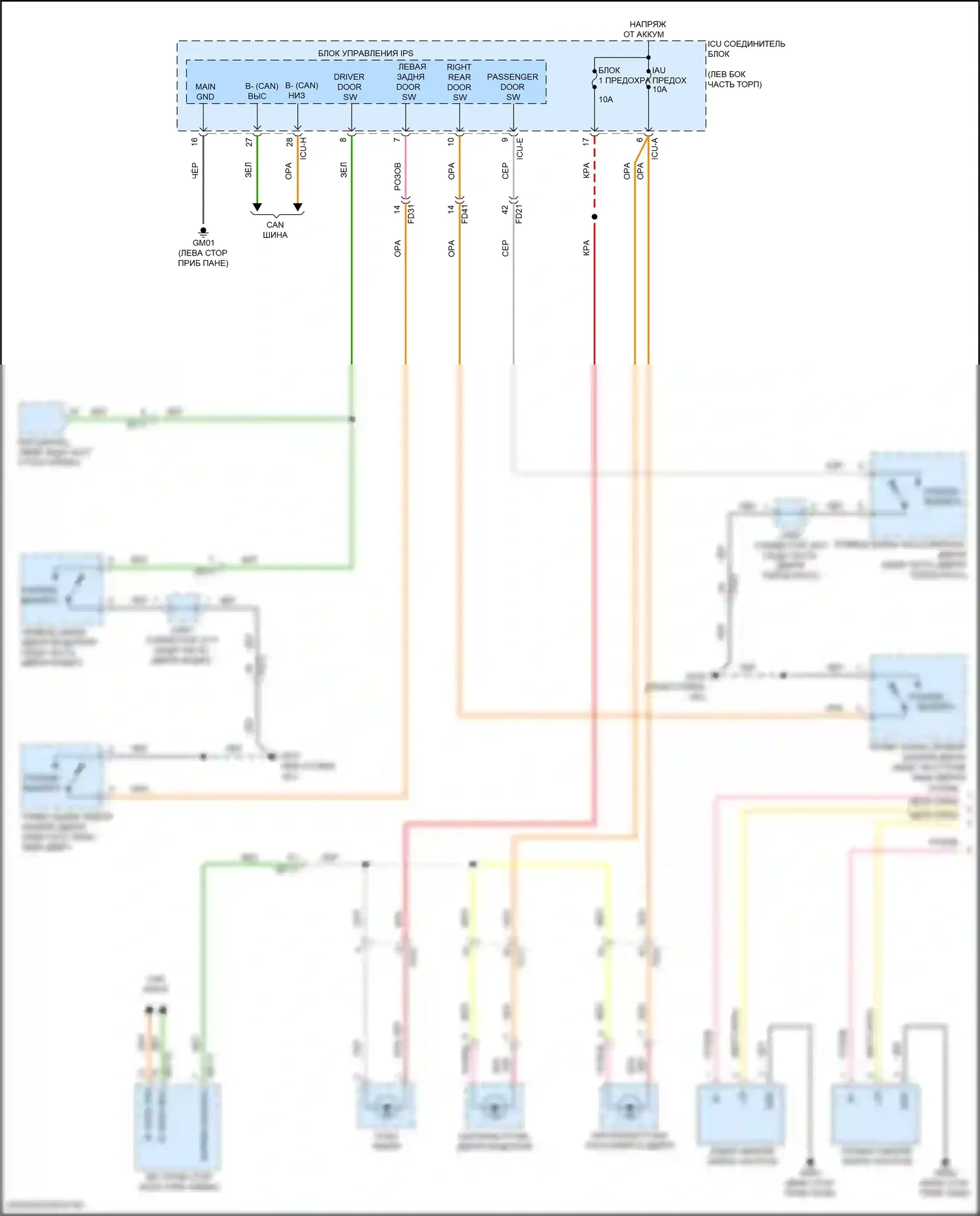 EV6 Kia I (2021-2024): Электросхема освещения салона (1 из 3) 