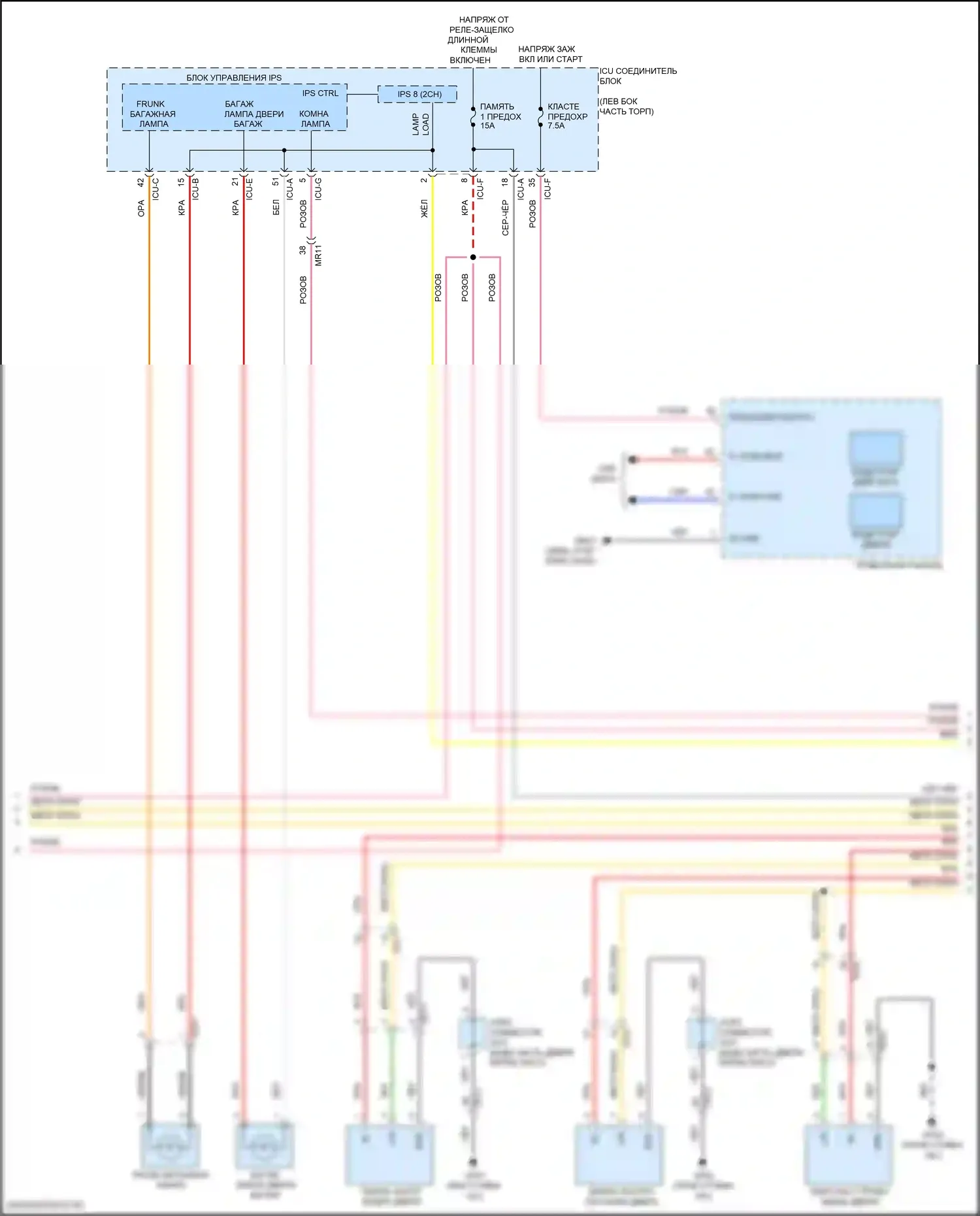 EV6 Kia I (2021-2024): Электросхема освещения салона (2 из 3) 