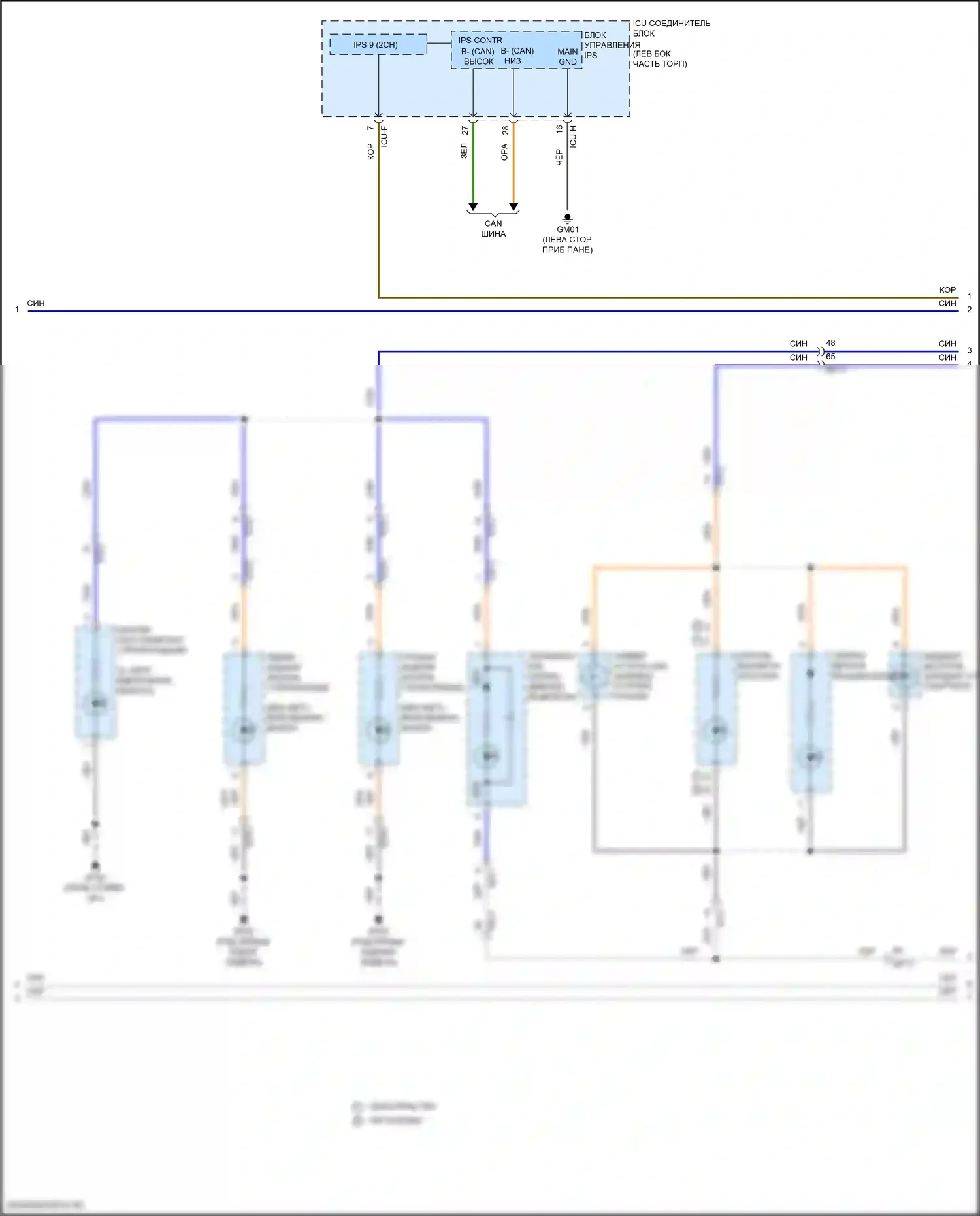 EV6 Kia I (2021-2024): Электросхема подсветки приборной панели (2 из 3) 