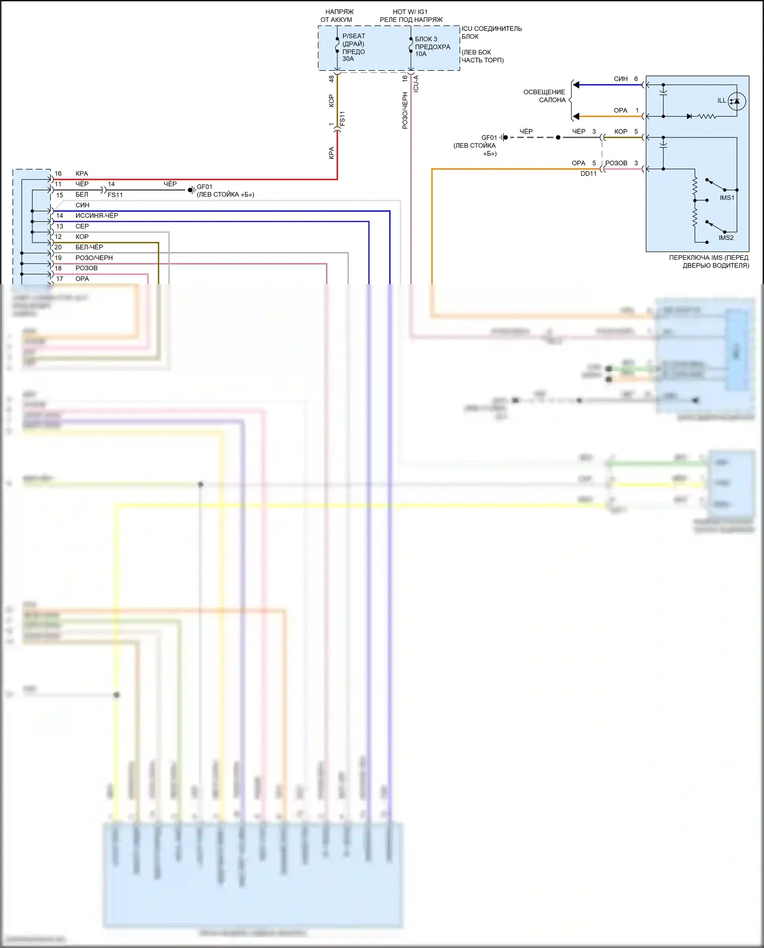 EV6 Kia I (2021-2024): Электросхема сиденья памяти, без релаксации (2 из 2) 
