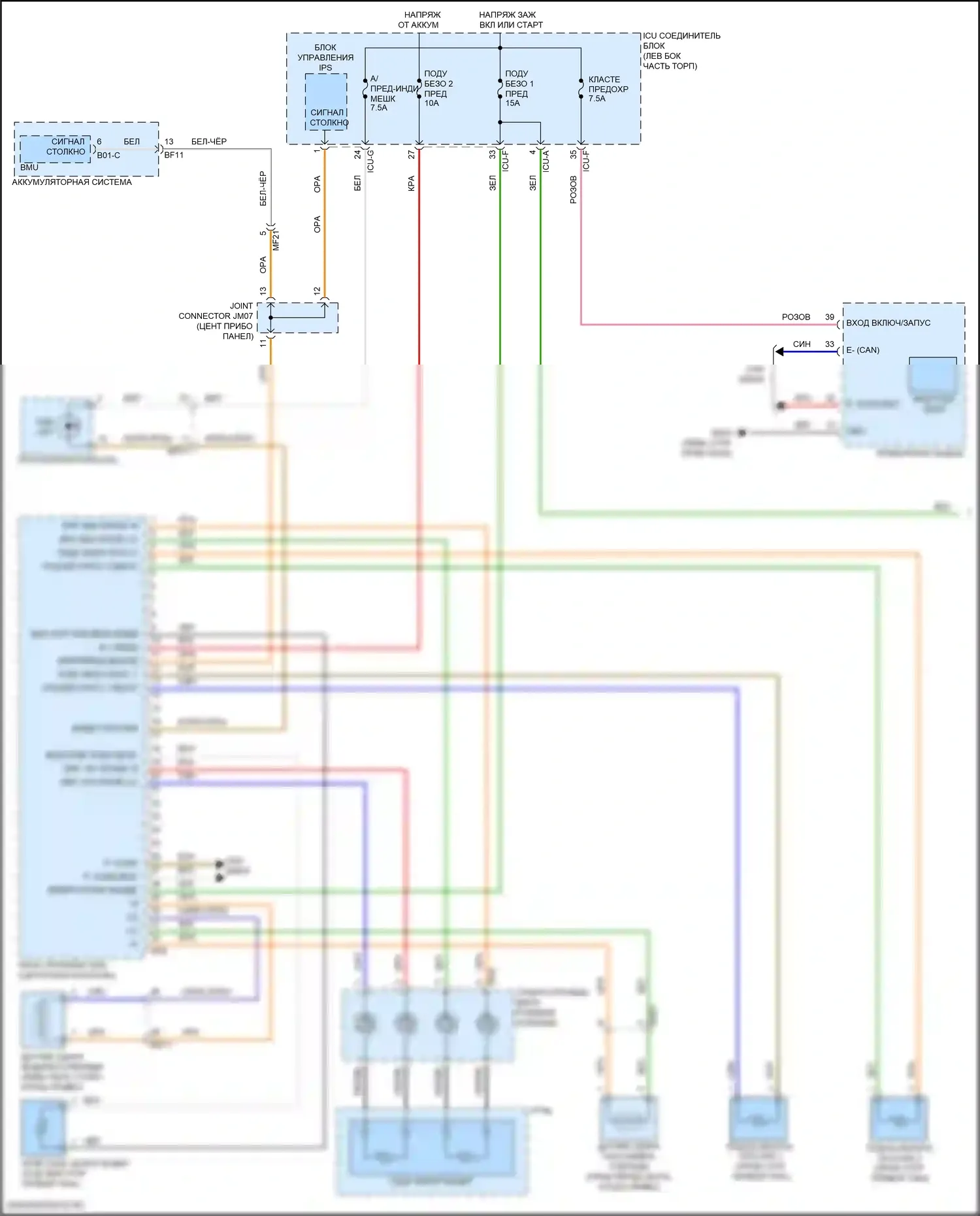 EV6 Kia I (2021-2024): Электросхема подушек безопасности (1 из 2) 