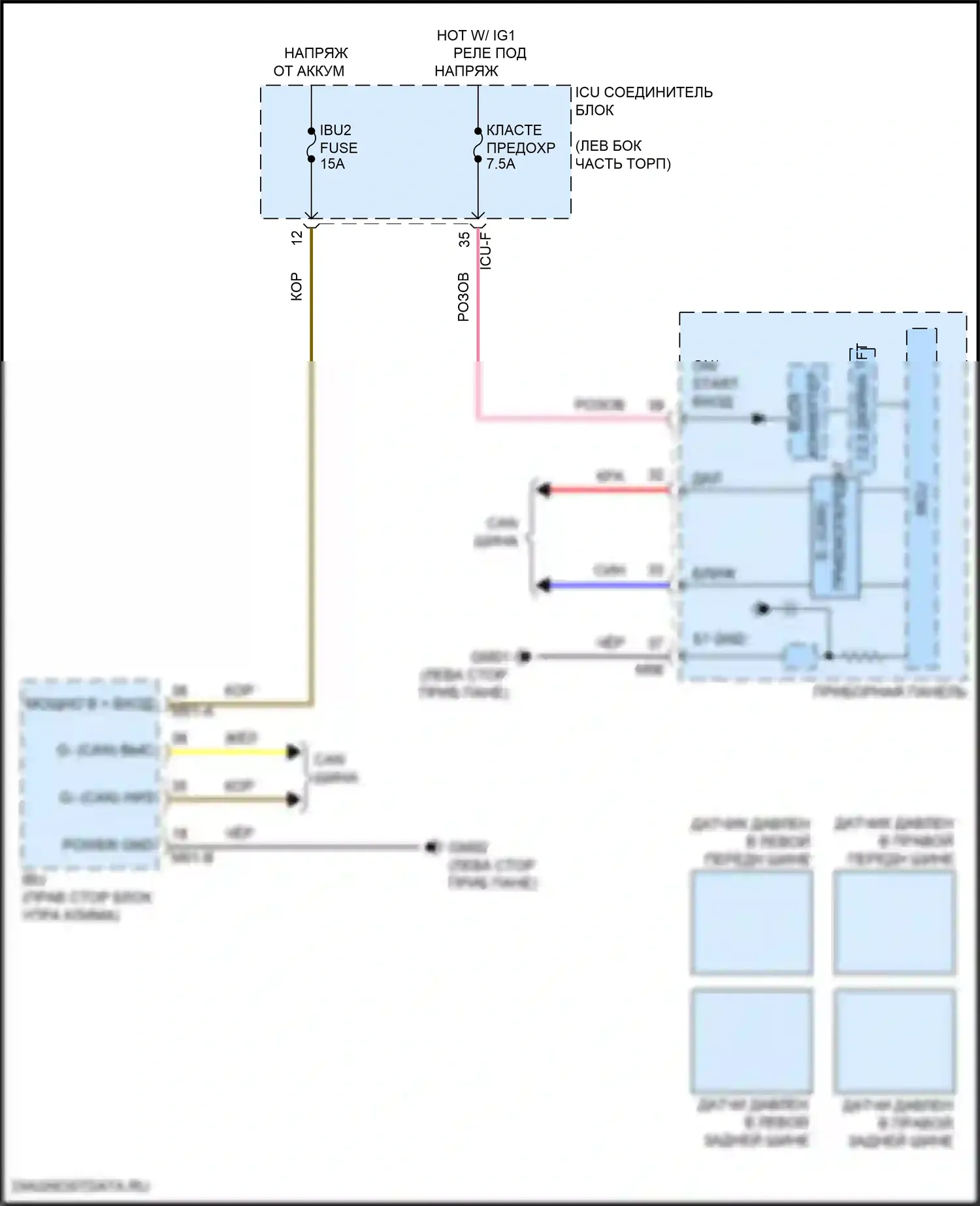 EV6 Kia I (2021-2024): Электросхема контроля давления в шинах 