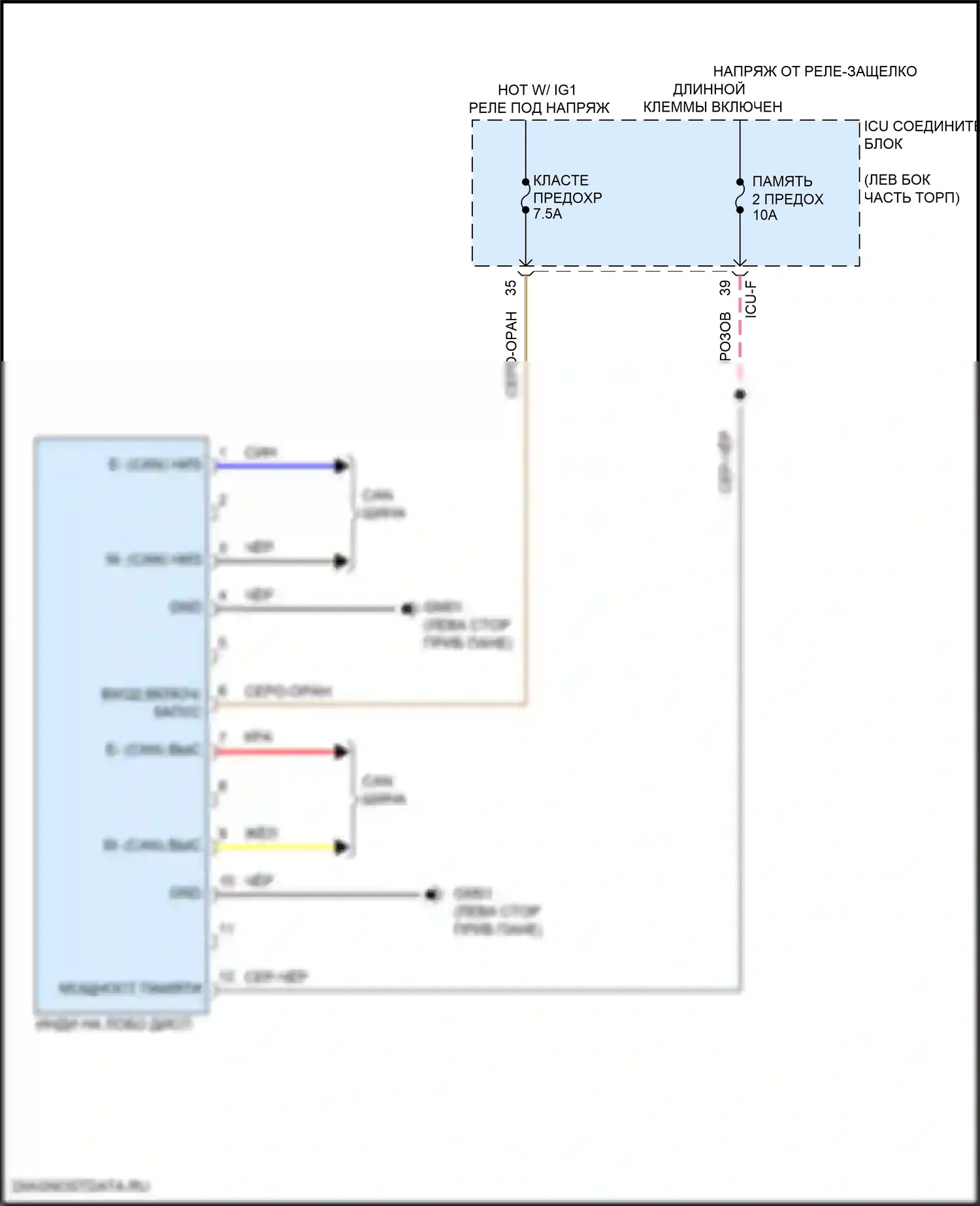 EV6 Kia I (2021-2024): Электросхема лобового дисплея 
