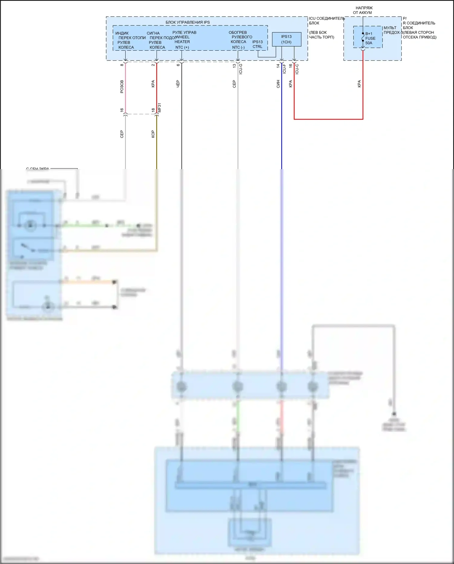 EV6 Kia I (2021-2024): Электросхема рулевого колеса с подогревом 
