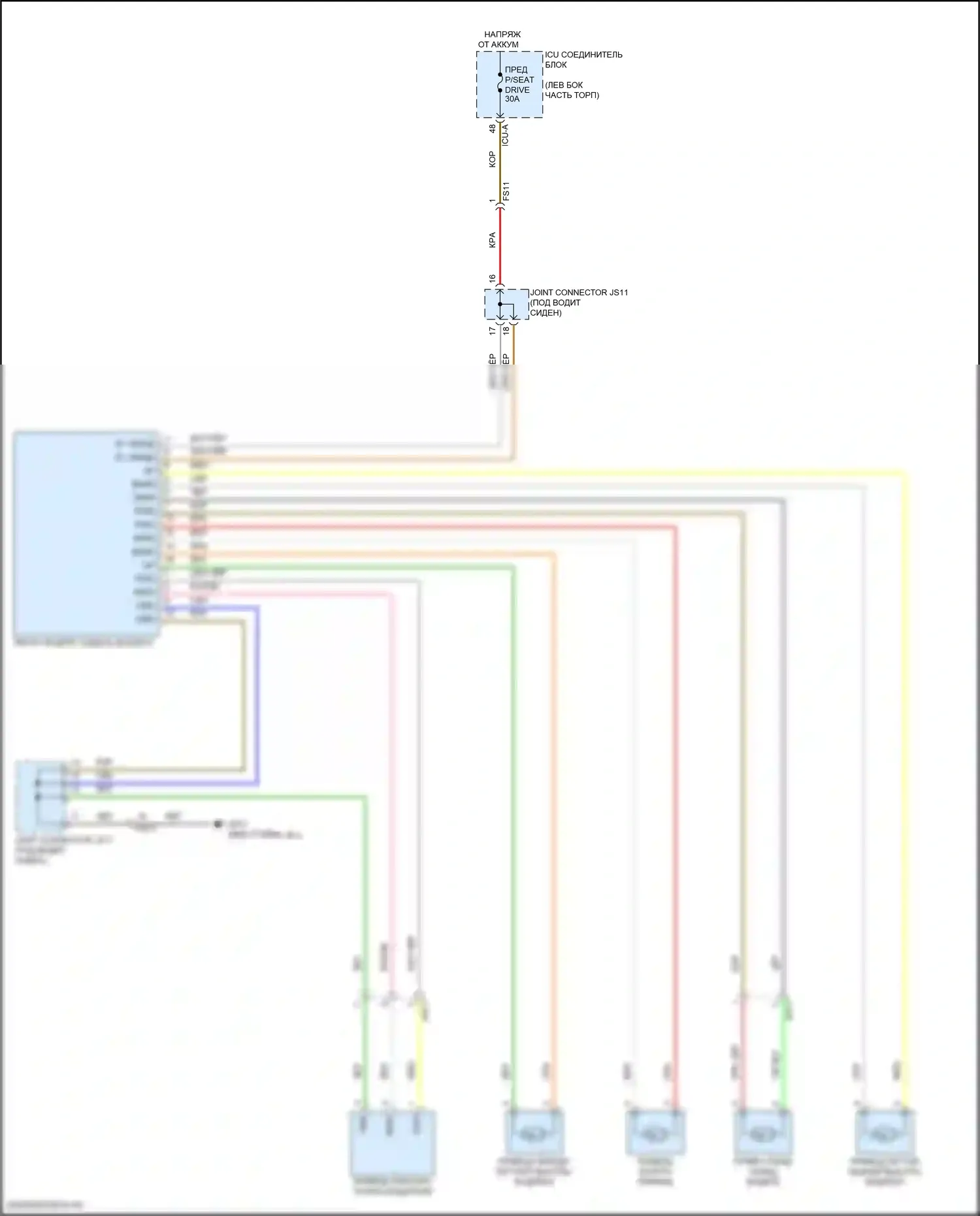 EV6 Kia I (2021-2024): Питание водительского сиденья электросхема, 10-ходовая 