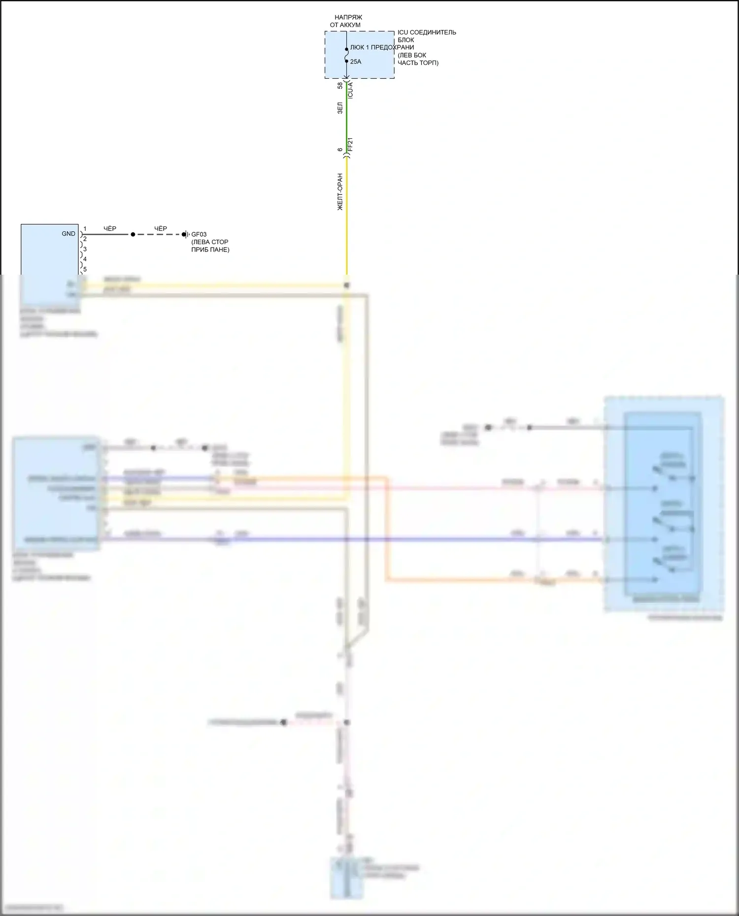 EV6 Kia I (2021-2024): Электросхема складной крыши/люка 