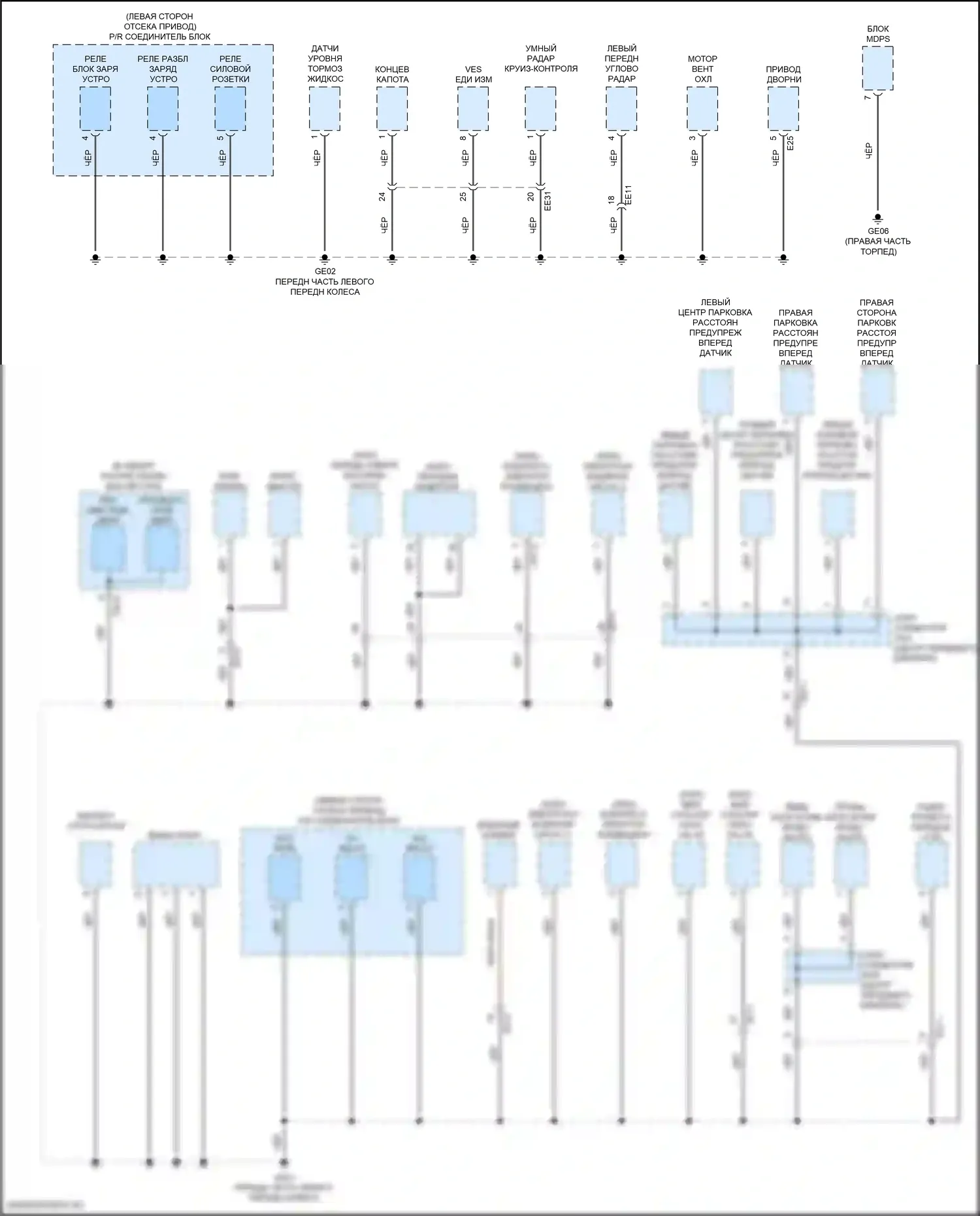 EV6 Kia I (2021-2024): Электросхема разводки массы (2 из 7) 
