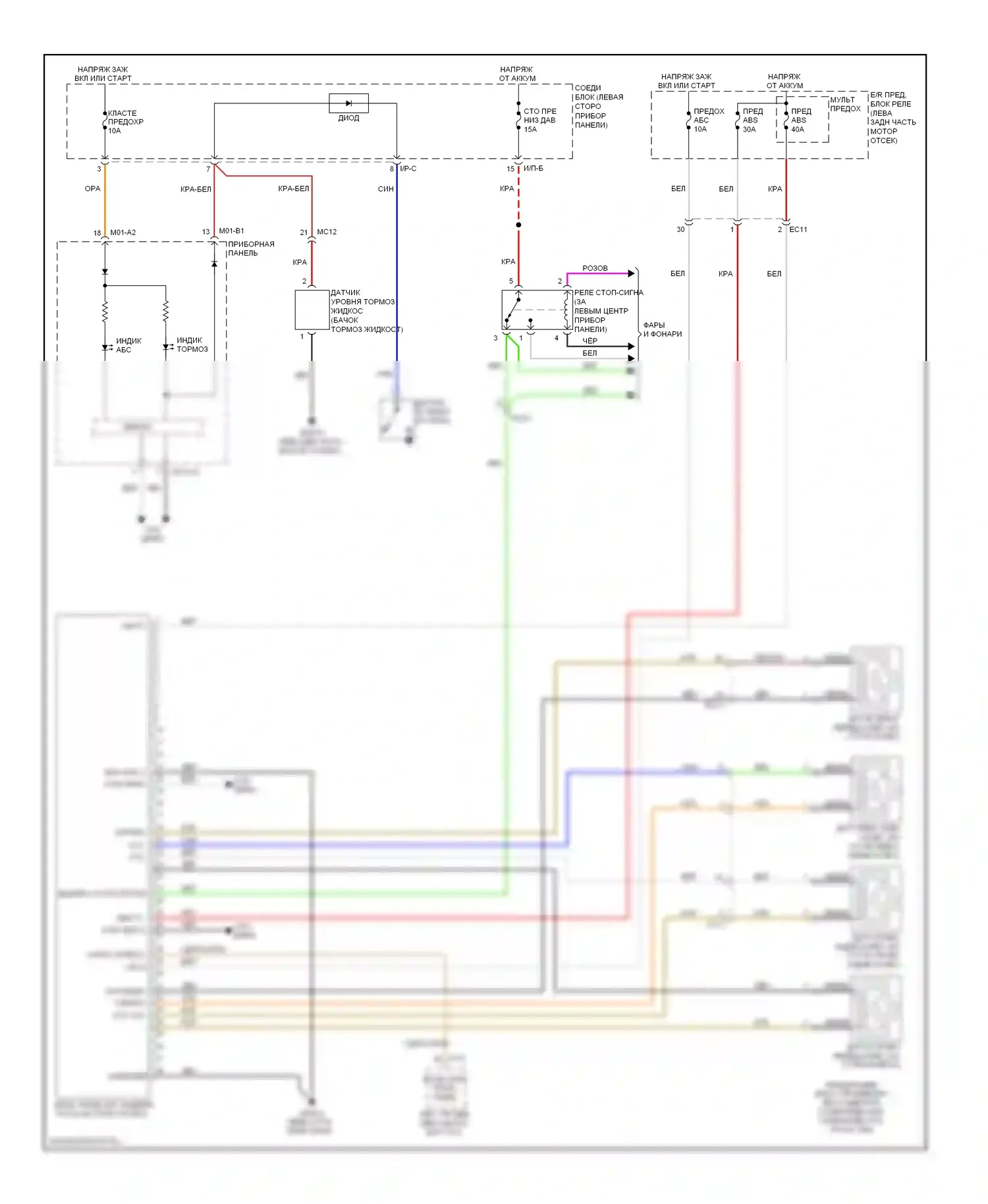 Forte Kia I (2008-2013): Антиблокировочная система abs электросхема, без esc 