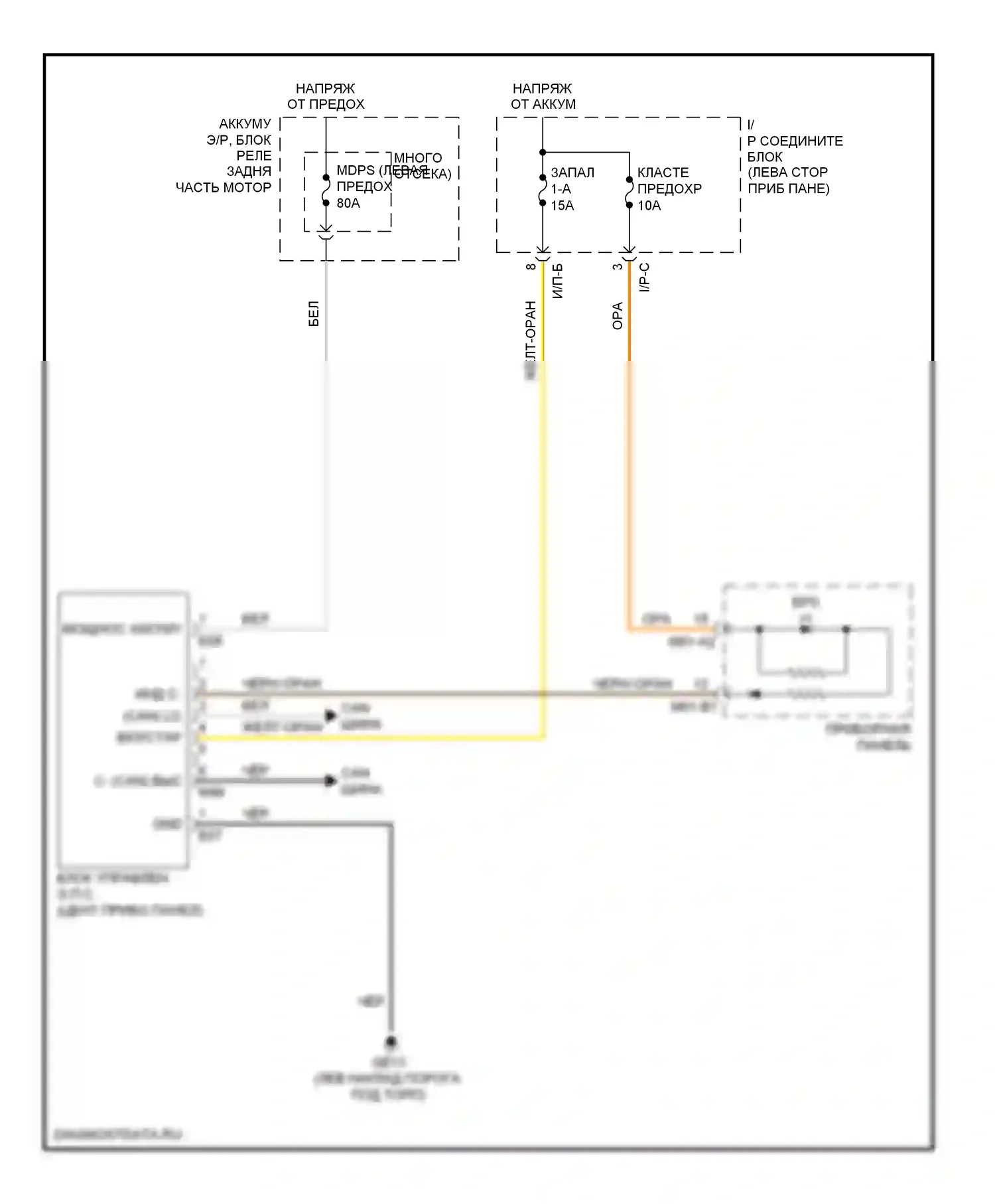 Forte Kia I (2008-2013): Электросхема электроусилителя руля 