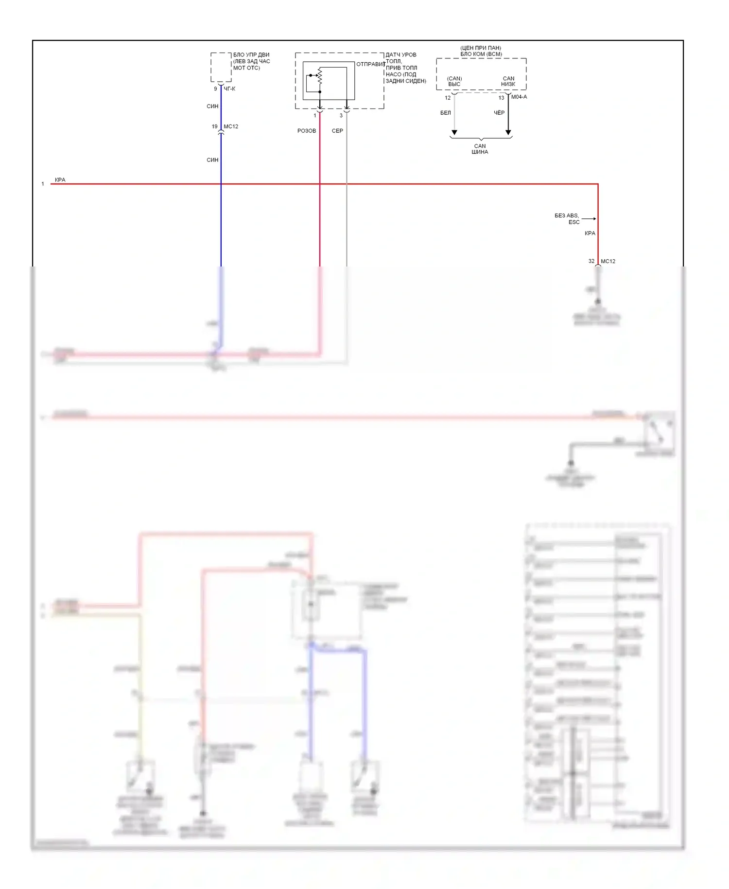 Forte Kia I (2008-2013): Электросхема приборной панели, со сверхвидением (2 из 2) 