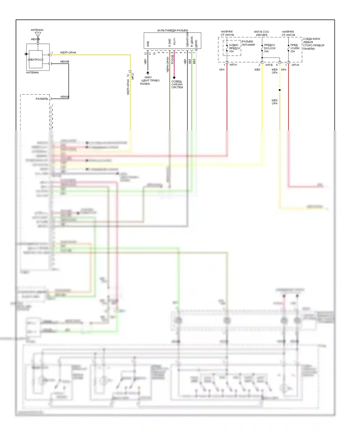 Forte Kia I (2008-2013): Электросхема навигации, с круиз-контролем (1 из 2) 