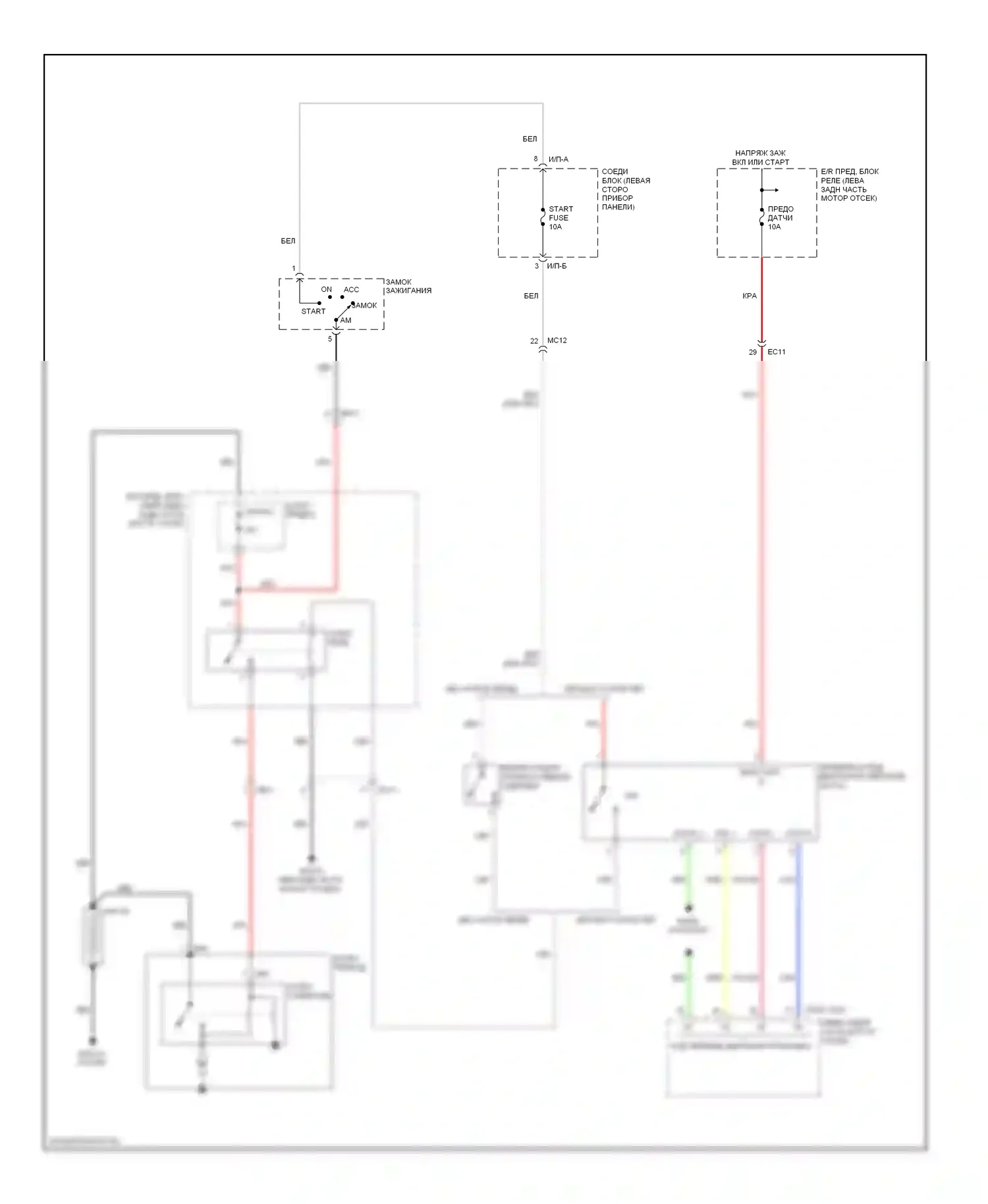 Forte Kia I (2008-2013): Электросхема стартера, без кнопочного пуска 