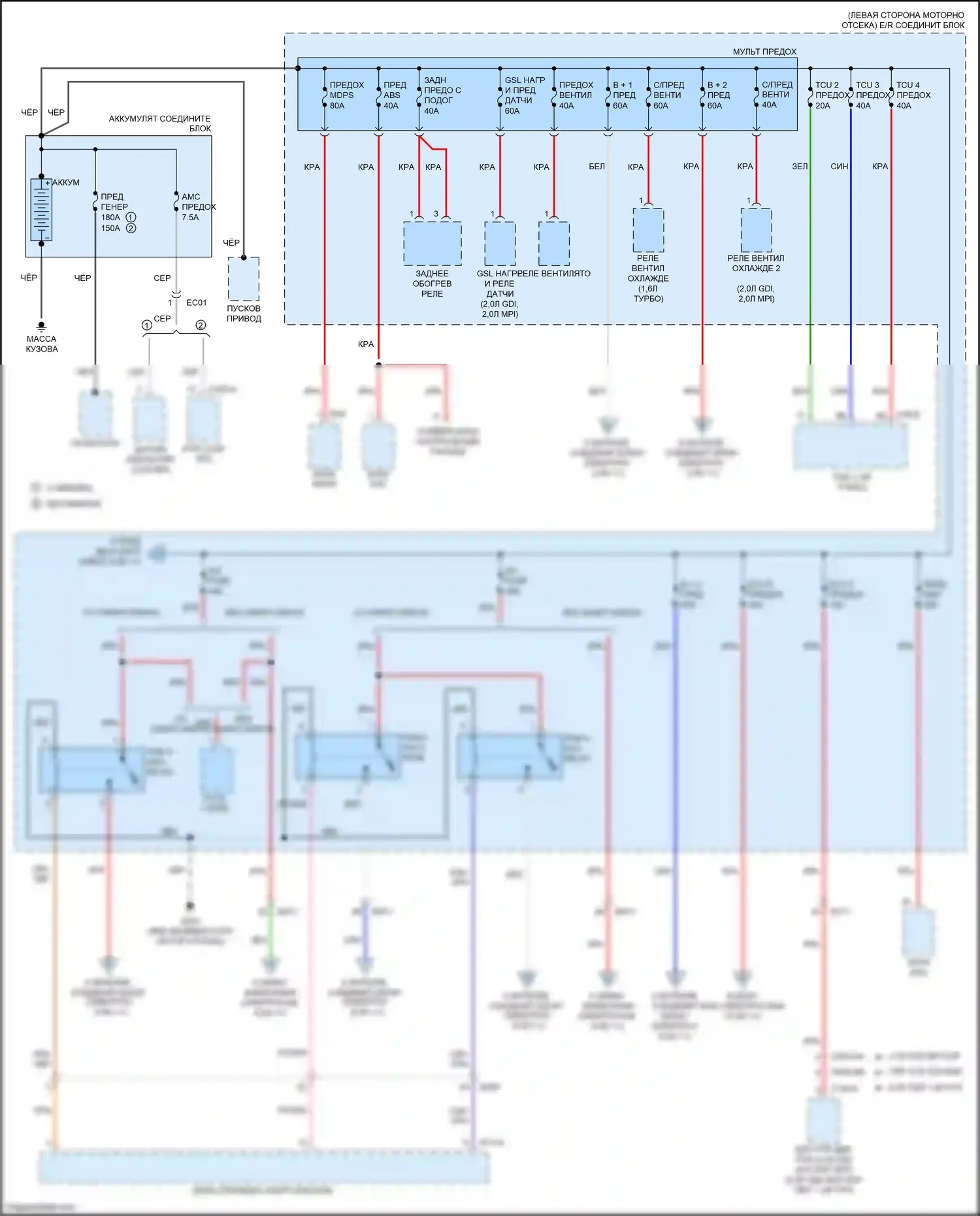 Forte Kia II рестайлинг (2016-2018): Электросхема блока предохранителей реле (1 из 11) 