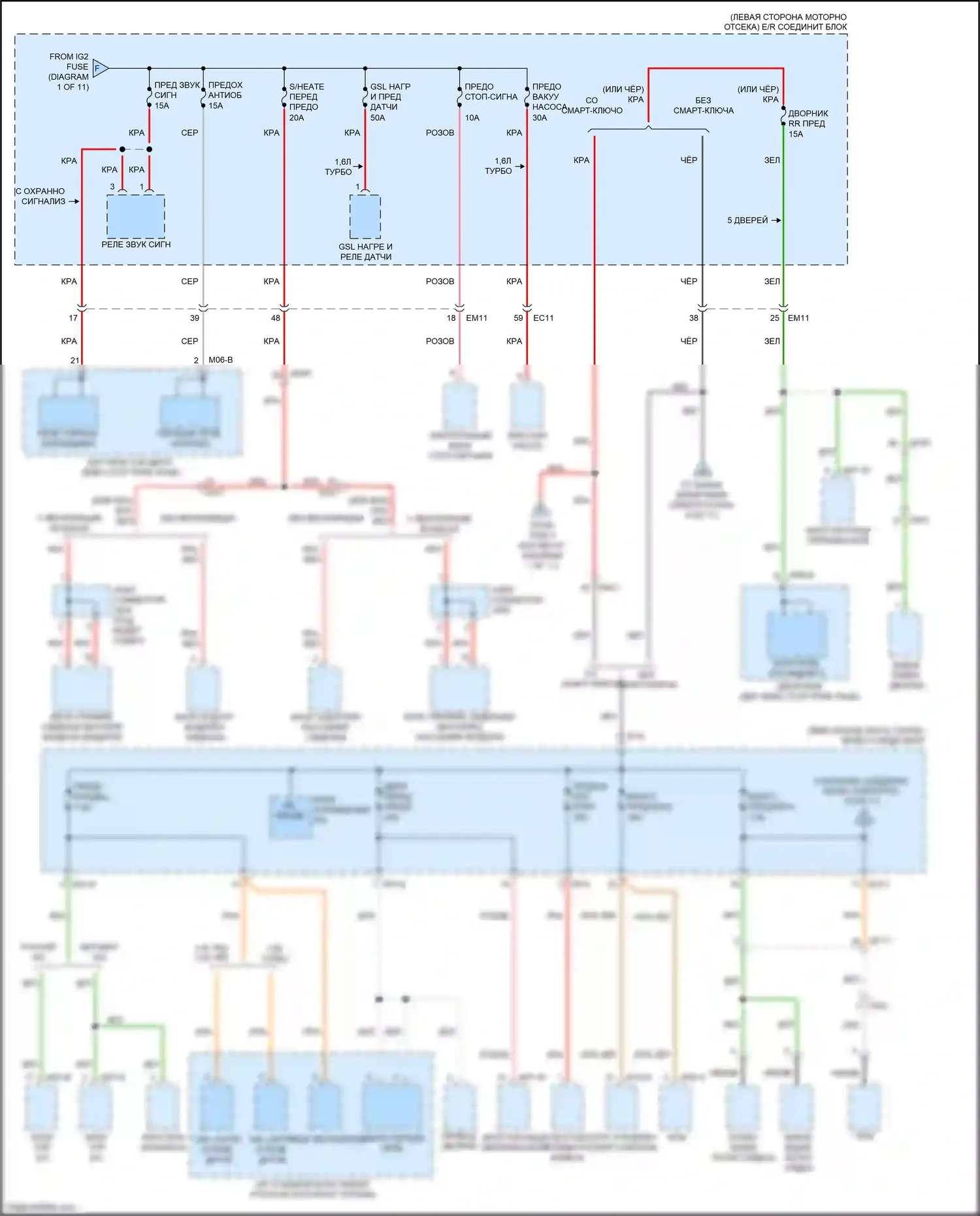 Forte Kia II рестайлинг (2016-2018): Электросхема блока предохранителей реле (5 из 11) 