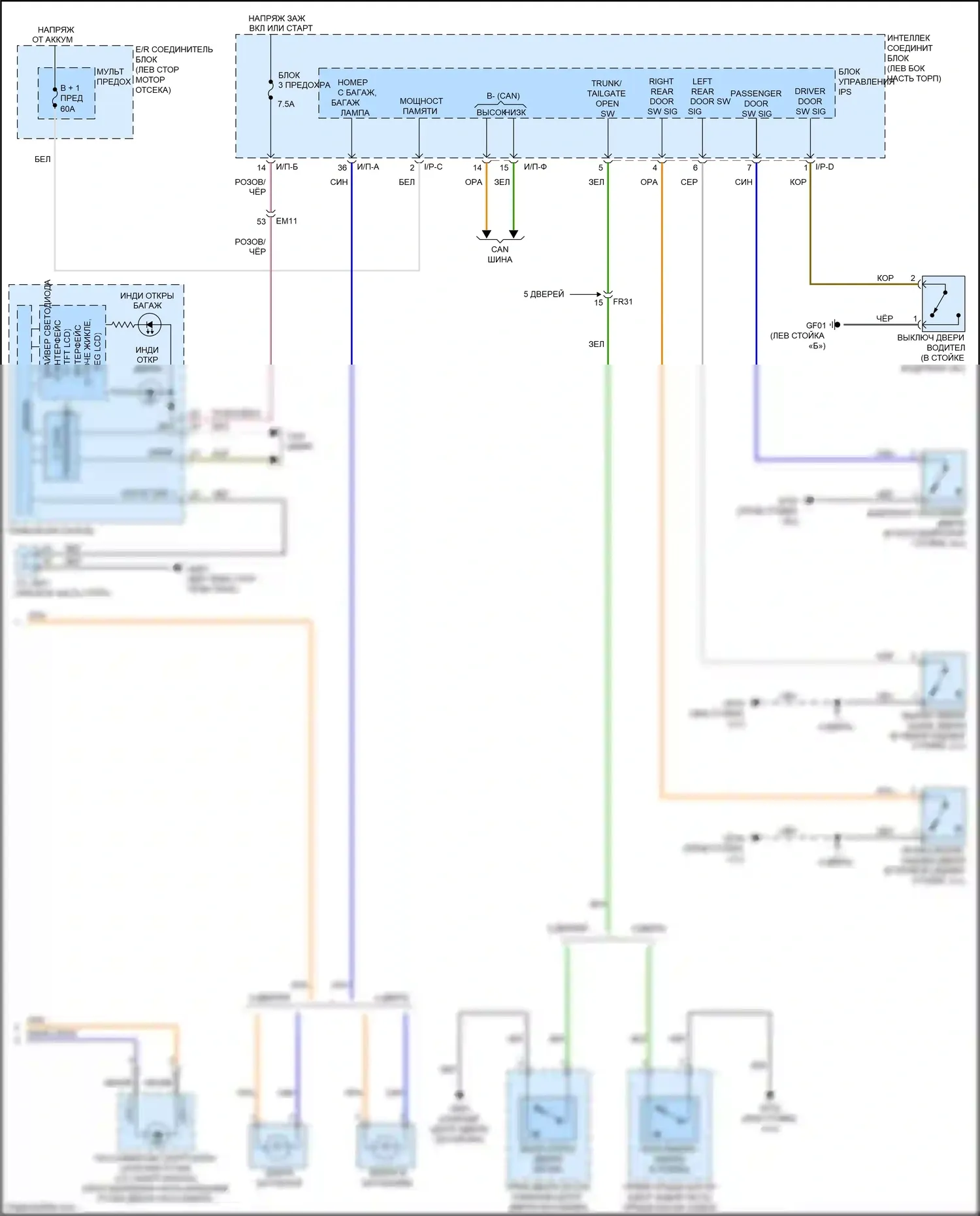 Forte Kia II рестайлинг (2016-2018): Электросхема освещения салона (2 из 2) 
