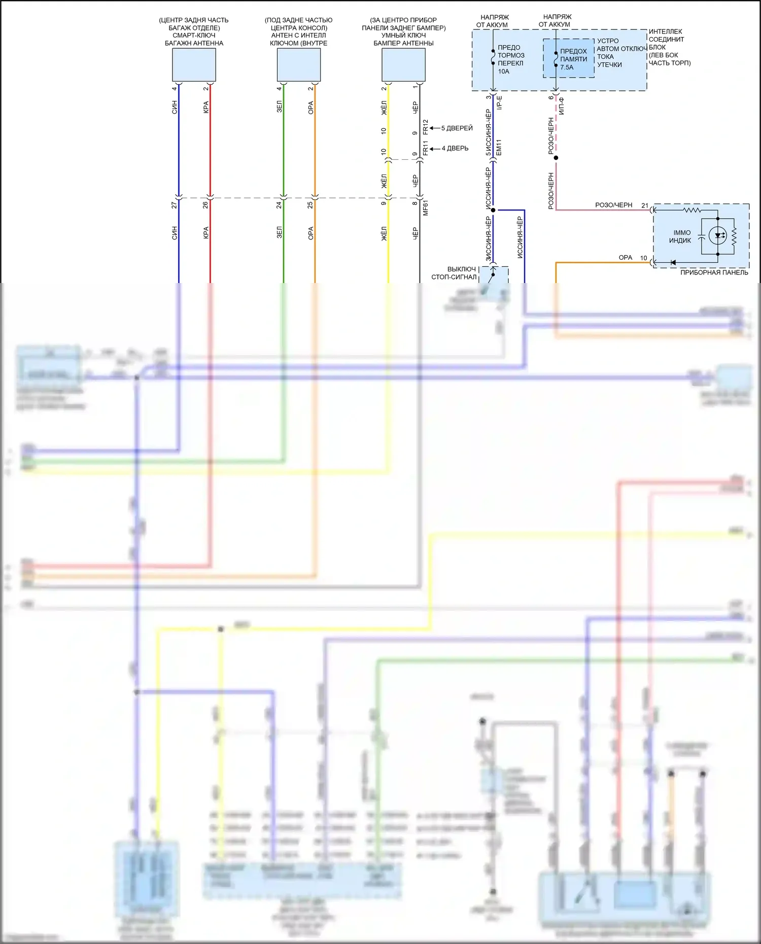 Forte Kia II рестайлинг (2016-2018): Электросхема иммобилайзера, с интеллектуальной системой ключей (2 из 3) 