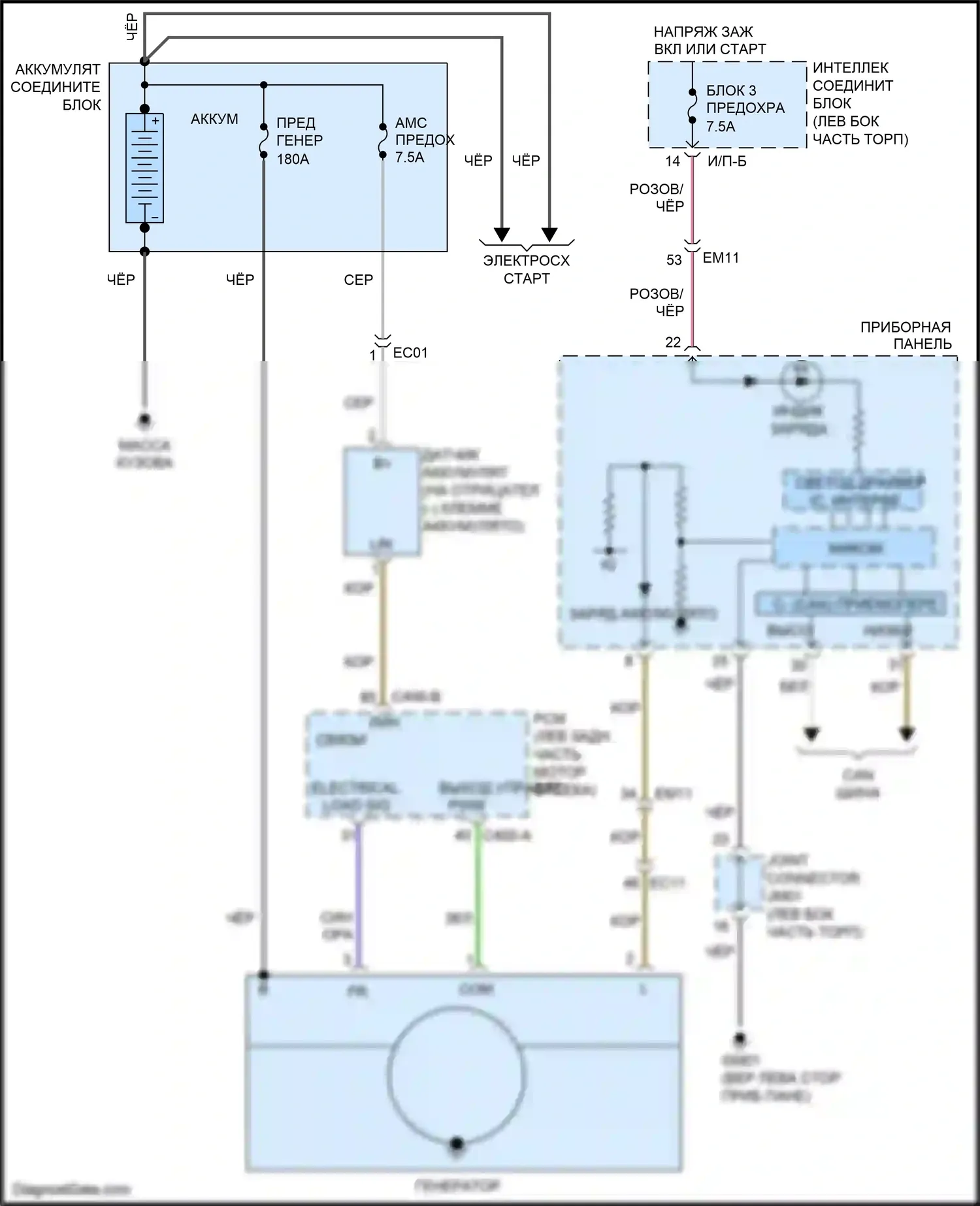 Forte Kia II рестайлинг (2016-2018): Электросхема генератора, с micom 