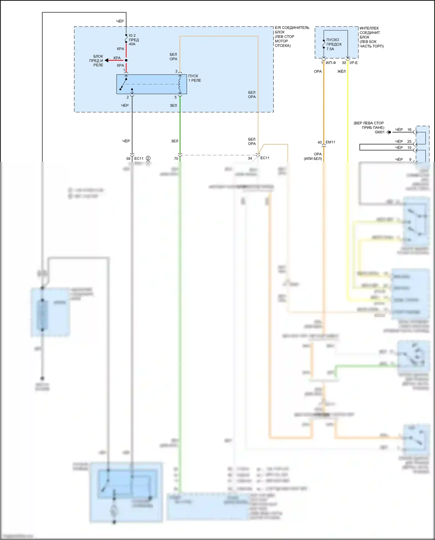 Forte Kia II рестайлинг (2016-2018): Электросхема стартера, с интеллектуальным ключом и immo 