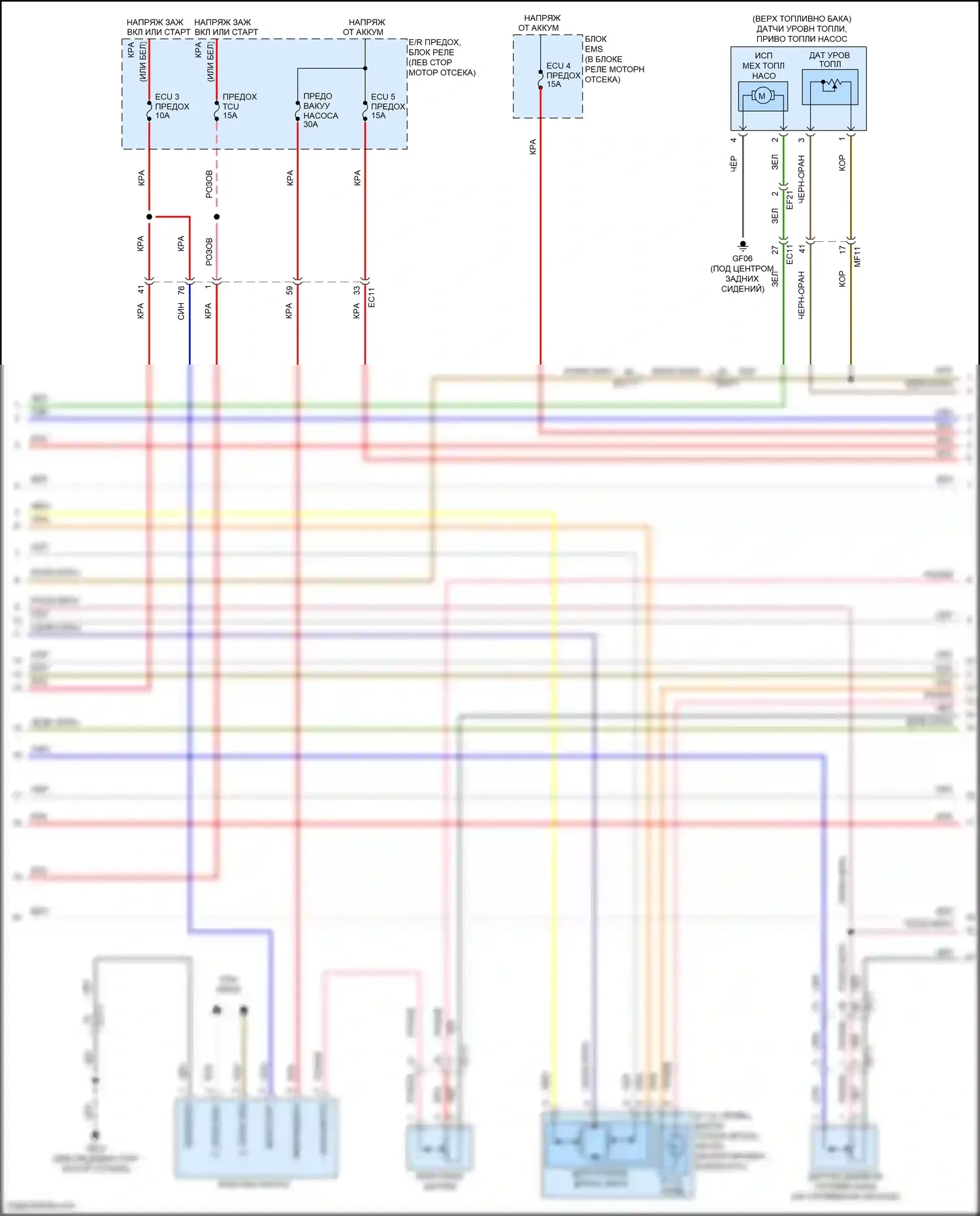 Forte Kia II (2013-2016): Электросхема двигателя 1.6л турбо, электросхема управления mfi, автоматическая коробка передач (6 из 7) 