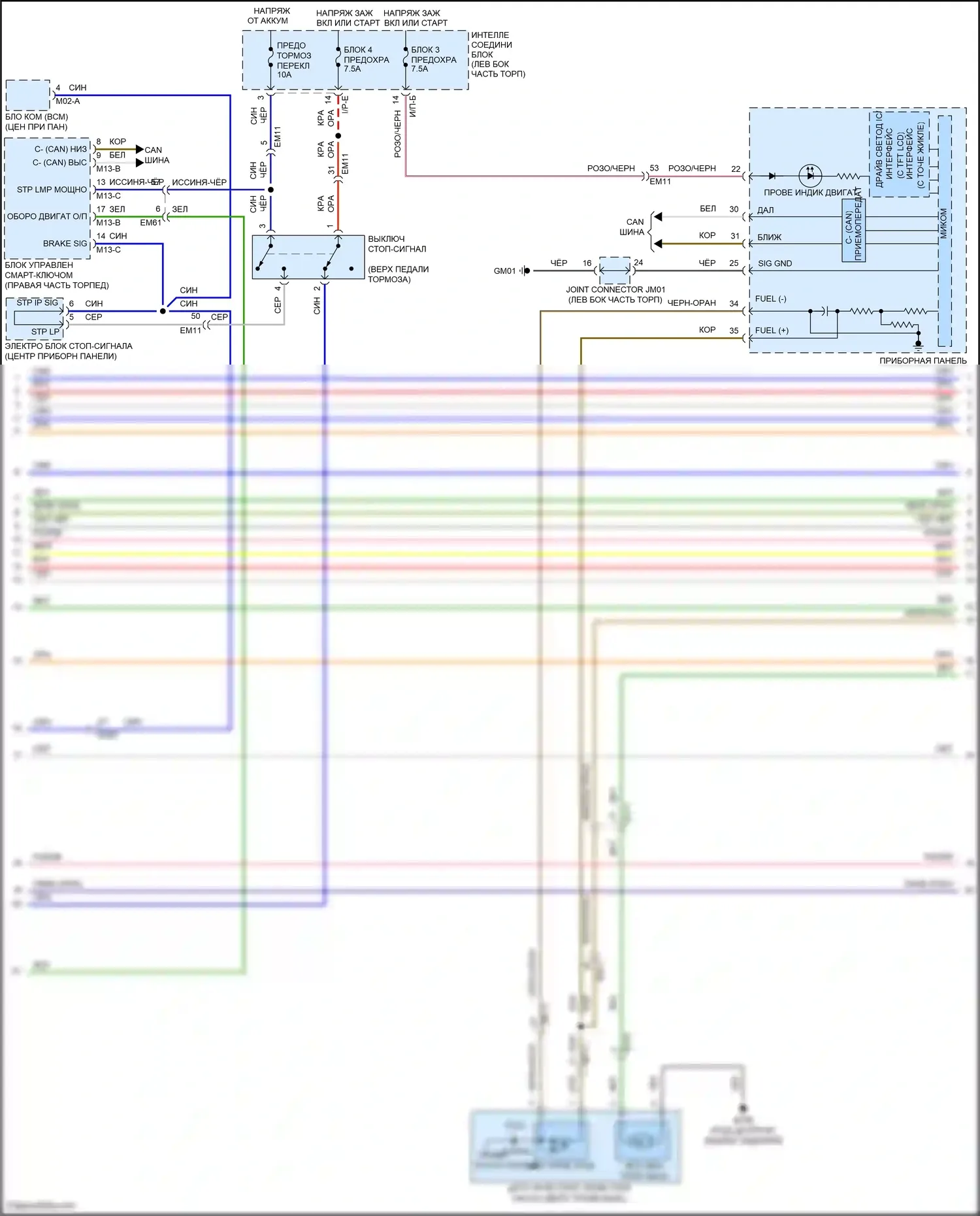 Forte Kia II (2013-2016): Электросхема двигателя 1.6л турбо, электросхема управления mfi, ручной коробки передач (3 из 6) 