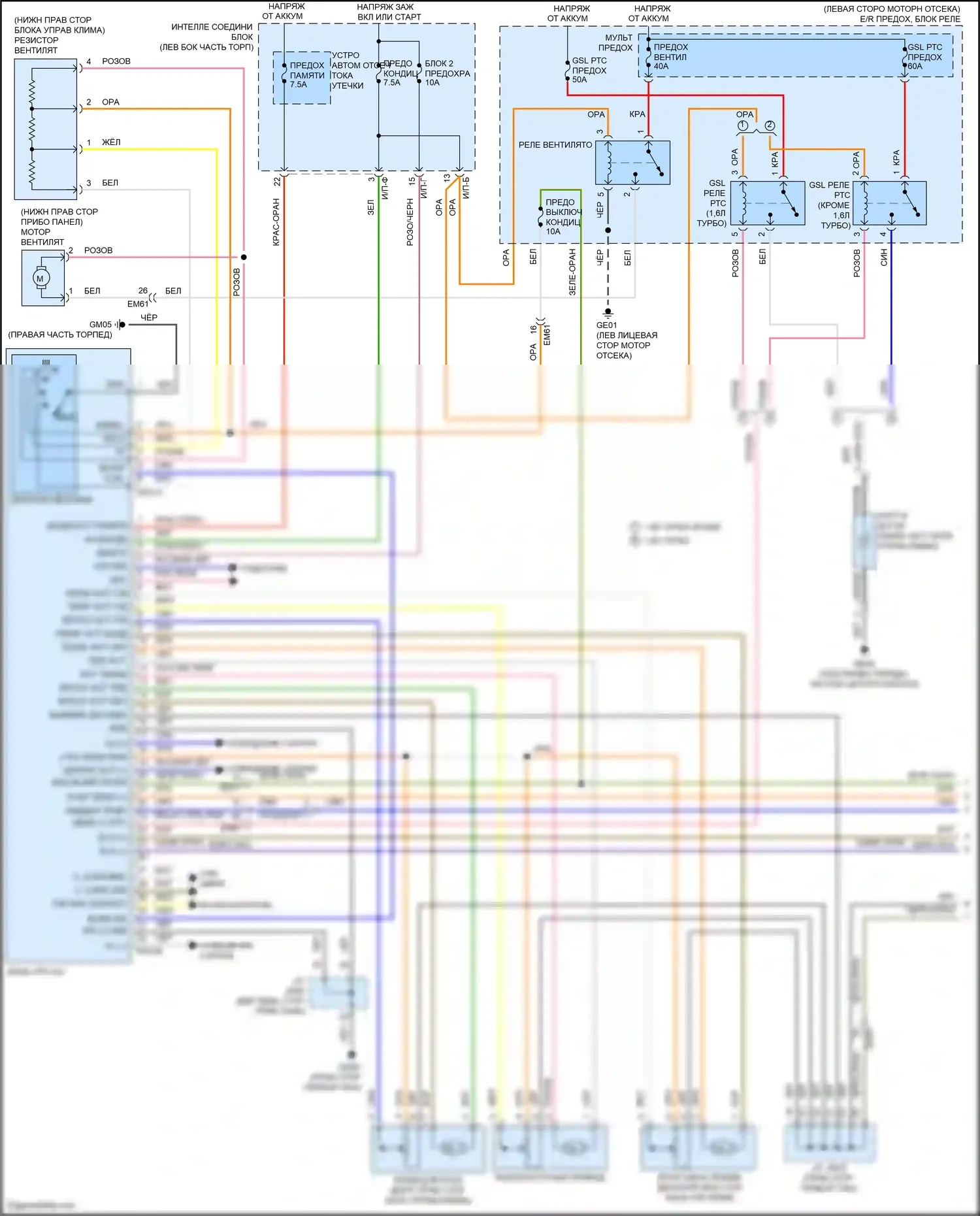 Forte Kia II (2013-2016): Электросхема ручного кондиционера (1 из 3) 