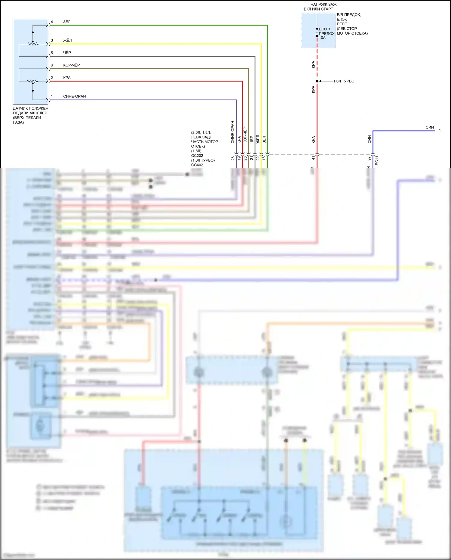 Forte Kia II (2013-2016): Электросхема круиз-контроля, автоматическая коробка передач (1 из 2) 