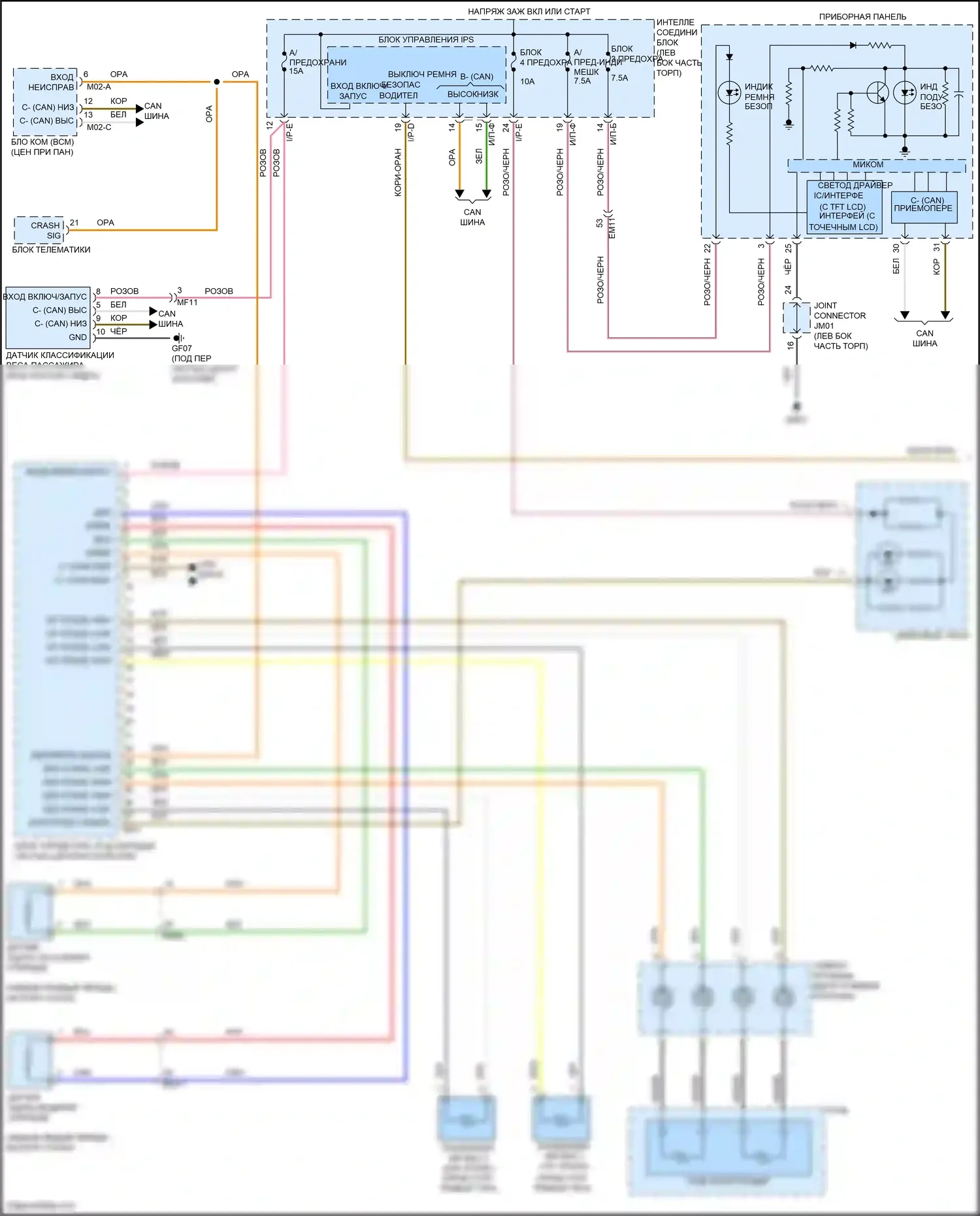 Forte Kia II (2013-2016): Электросхема подушек безопасности (1 из 2) 