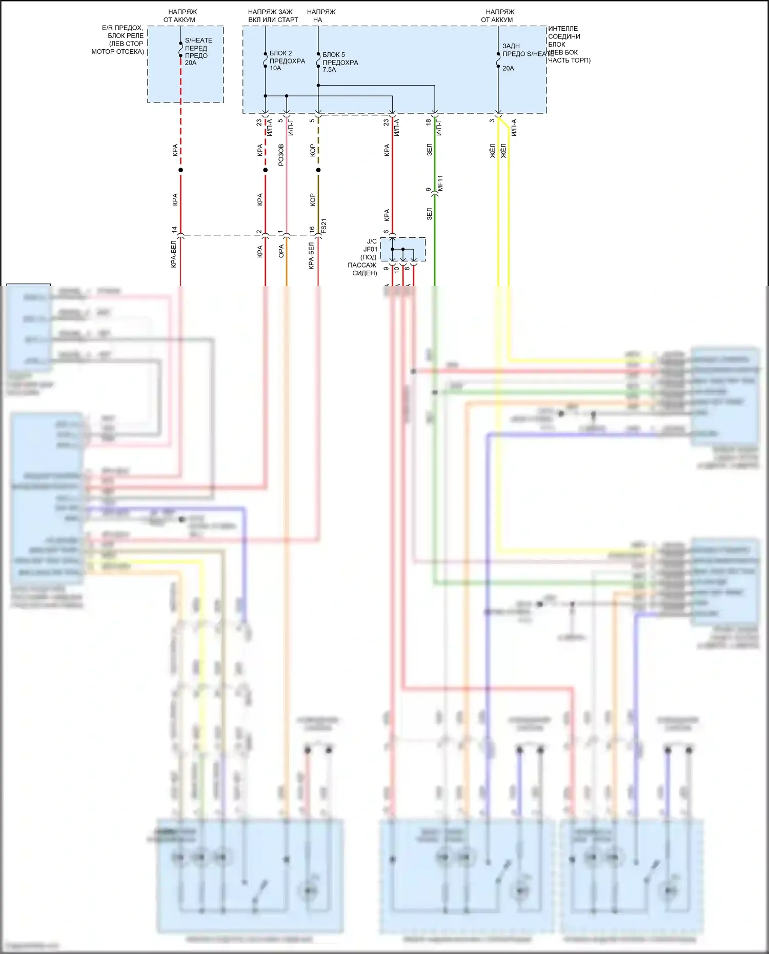 Forte Kia II (2013-2016): Электросхема обогреваемых сидений 
