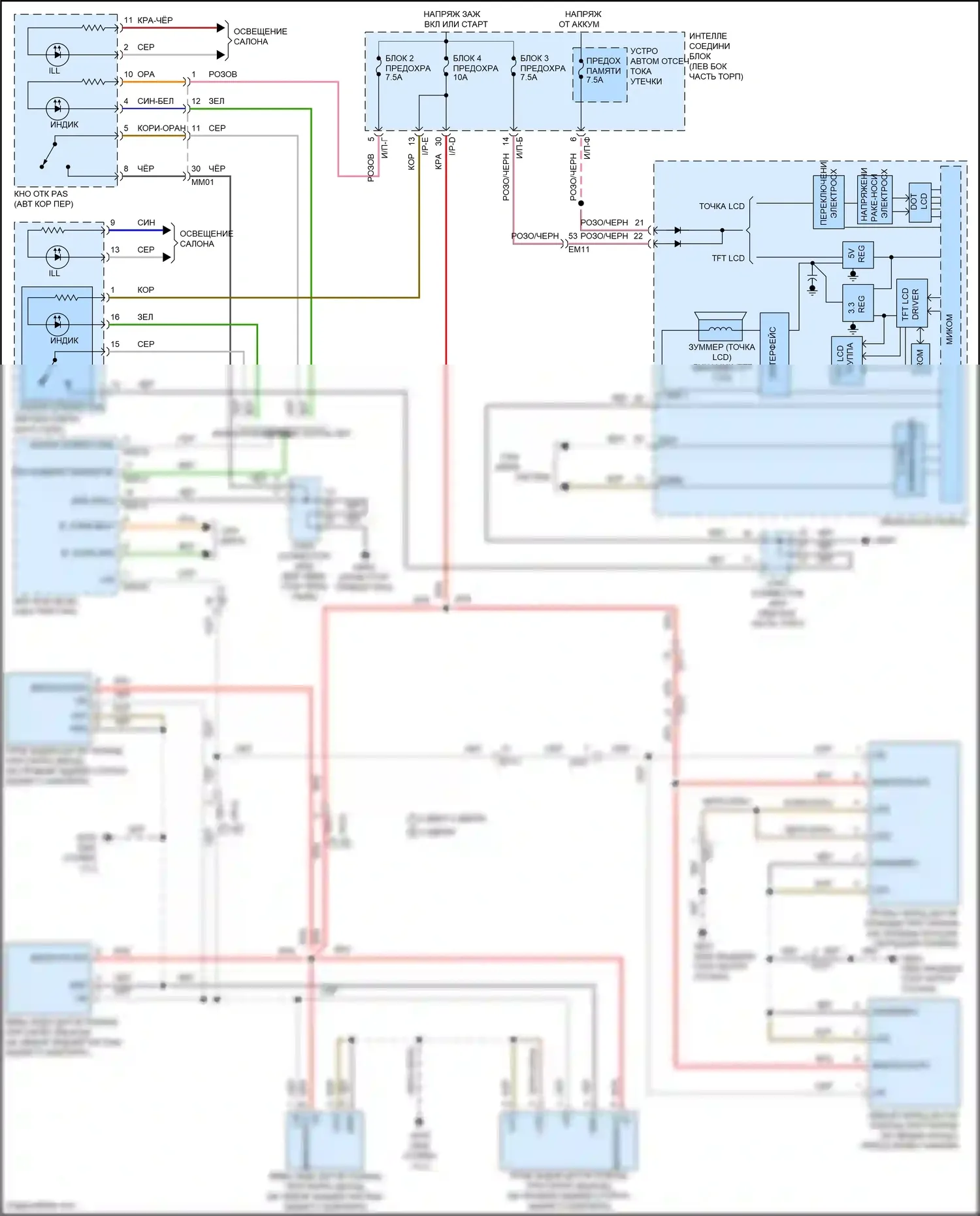 Forte Kia II (2013-2016): Электросхема парктроника 