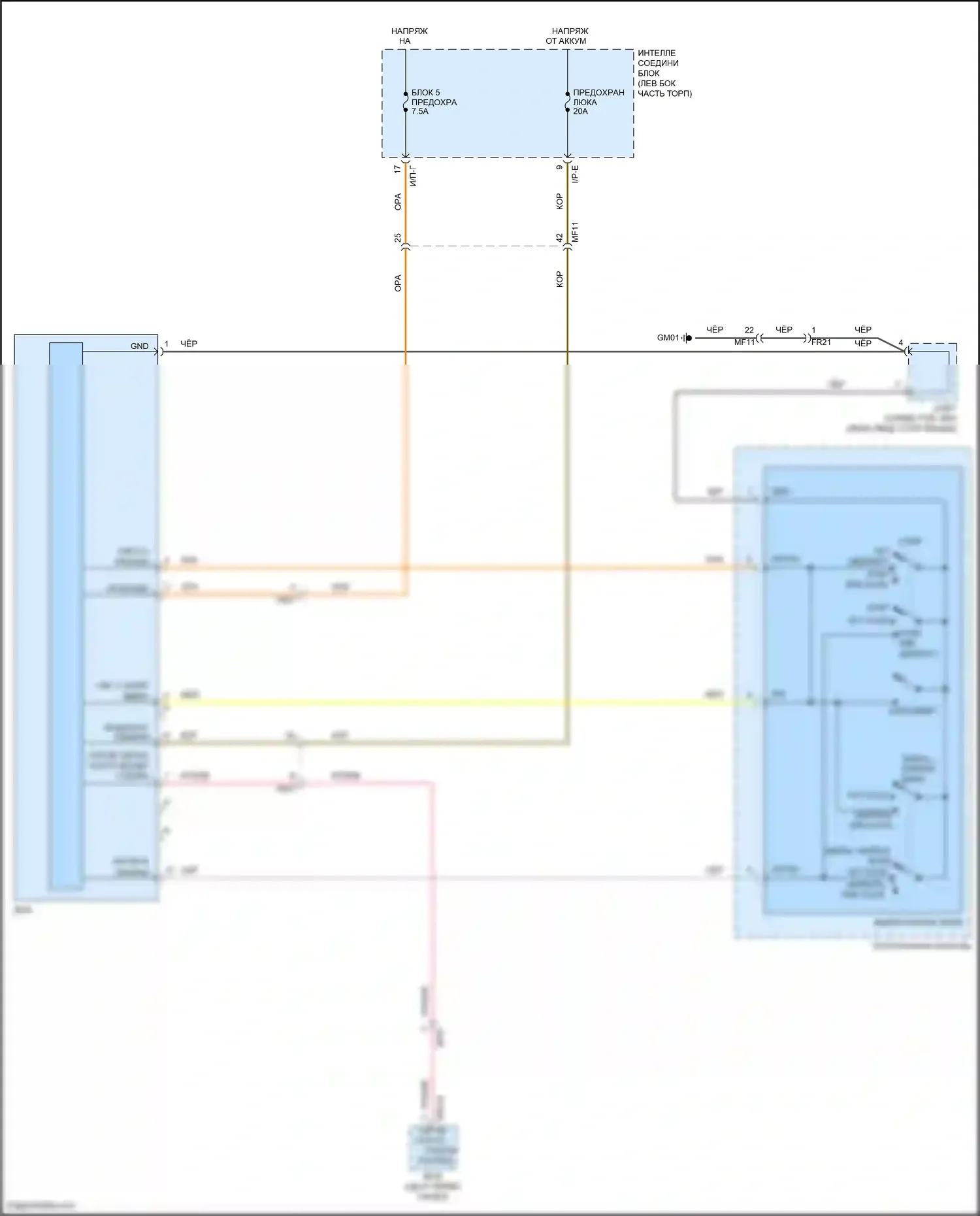 Forte Kia II (2013-2016): Электросхема складной крыши/люка 