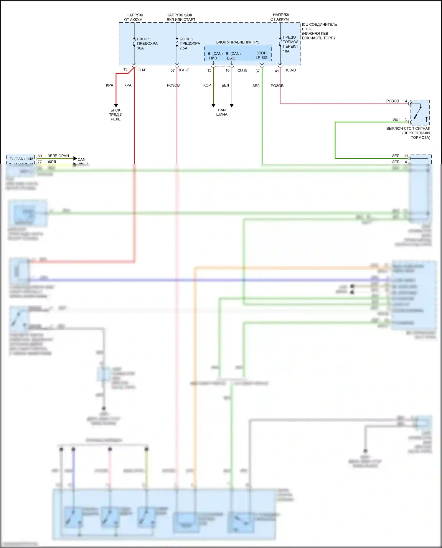 Forte Kia III (2018-2021): Электросхема блокировки селектора 