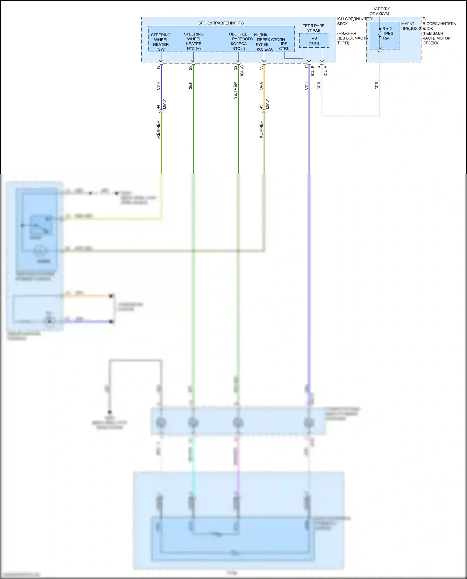 Forte Kia III (2018-2021): Электросхема рулевого колеса с подогревом 
