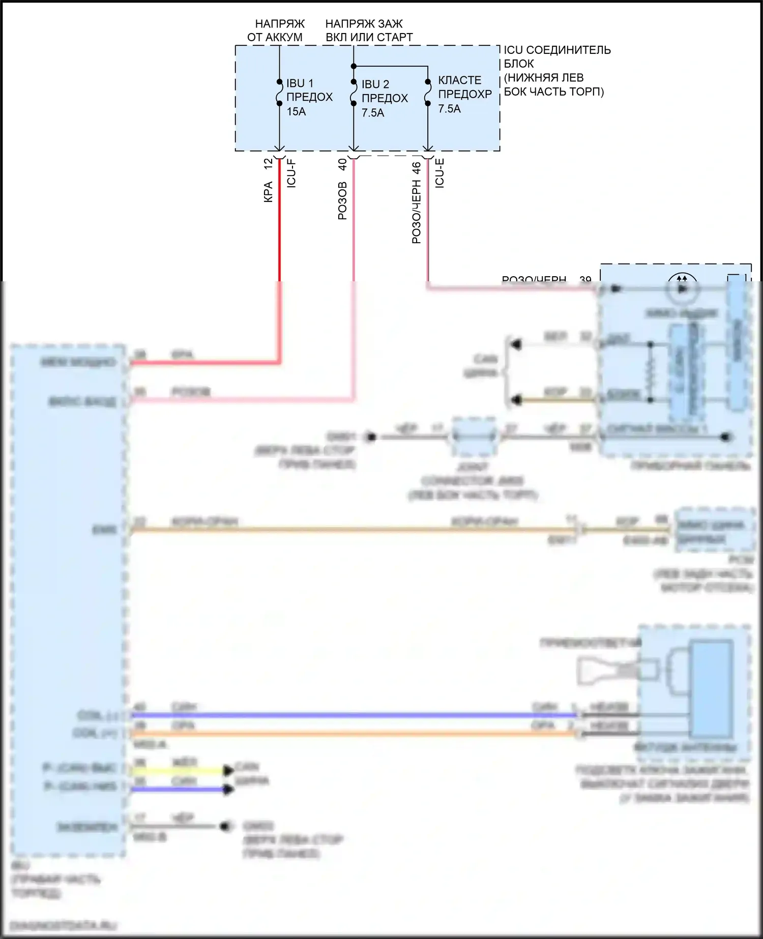 Forte Kia III (2018-2021): Электросхема иммобилайзера, без смарт-ключа 