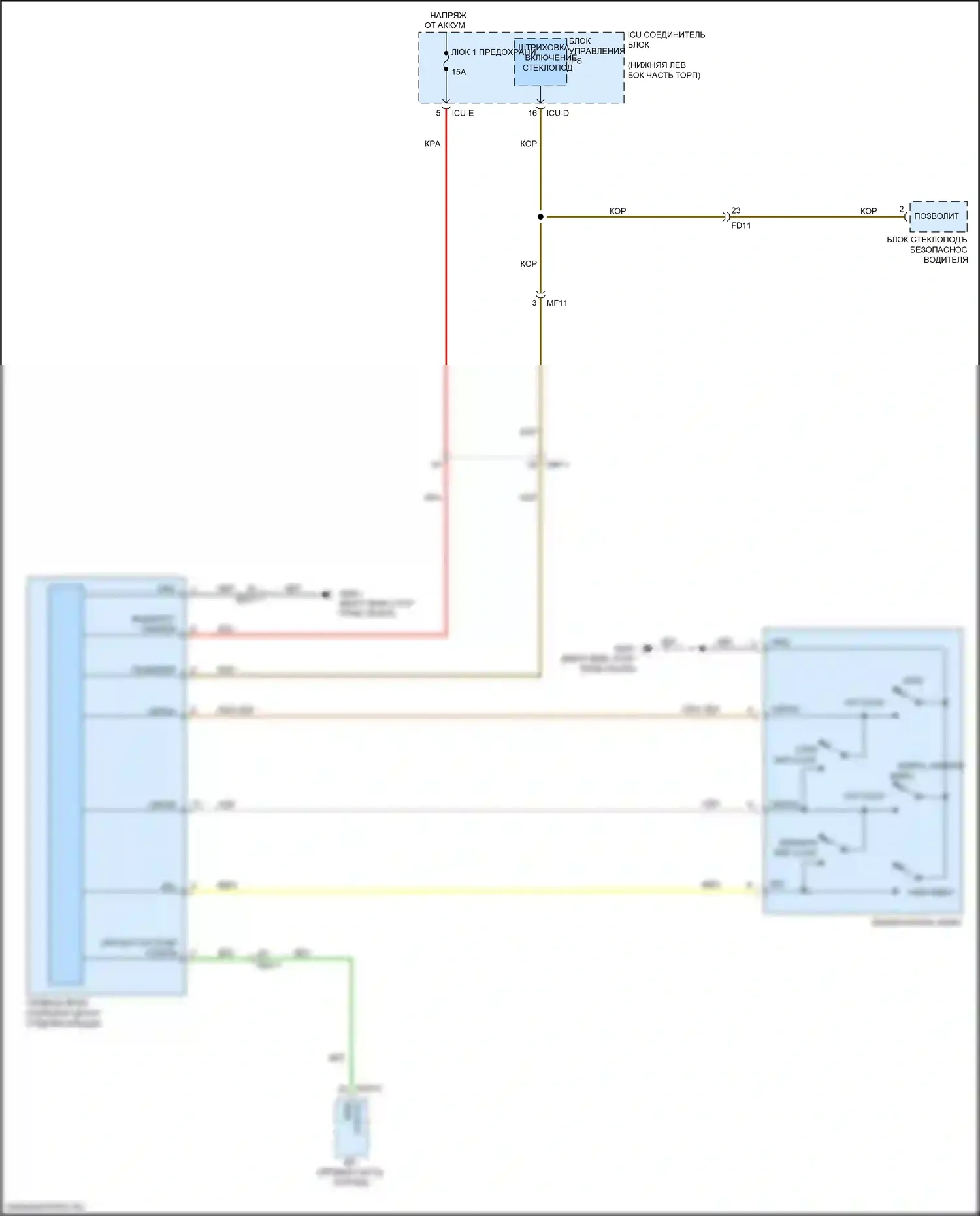 Forte Kia III (2018-2021): Электросхема складной крыши/люка 