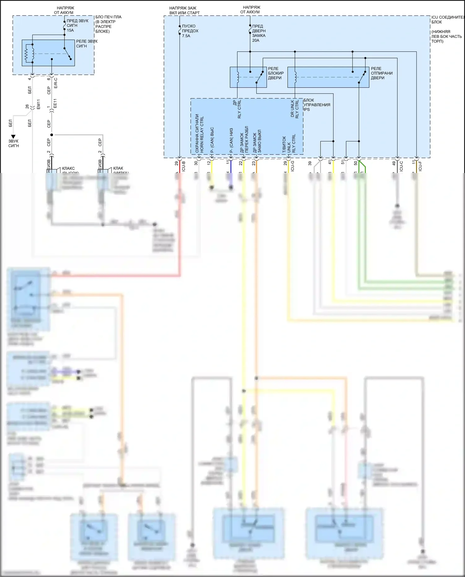 Forte Kia III (2018-2021): Электросхема центрального замка (1 из 2) 