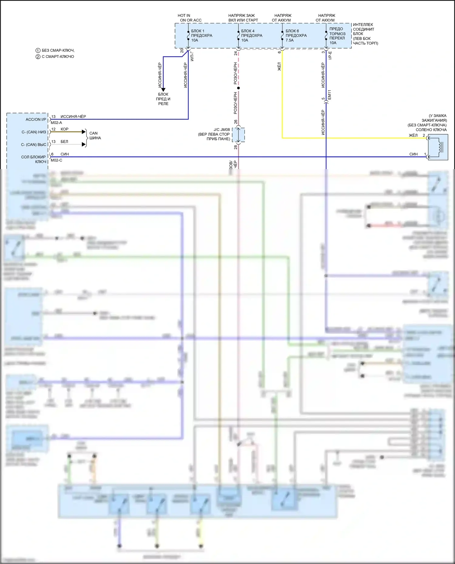 K3 Kia I рестайлинг (2015-2018): Электросхема блокировки селектора 