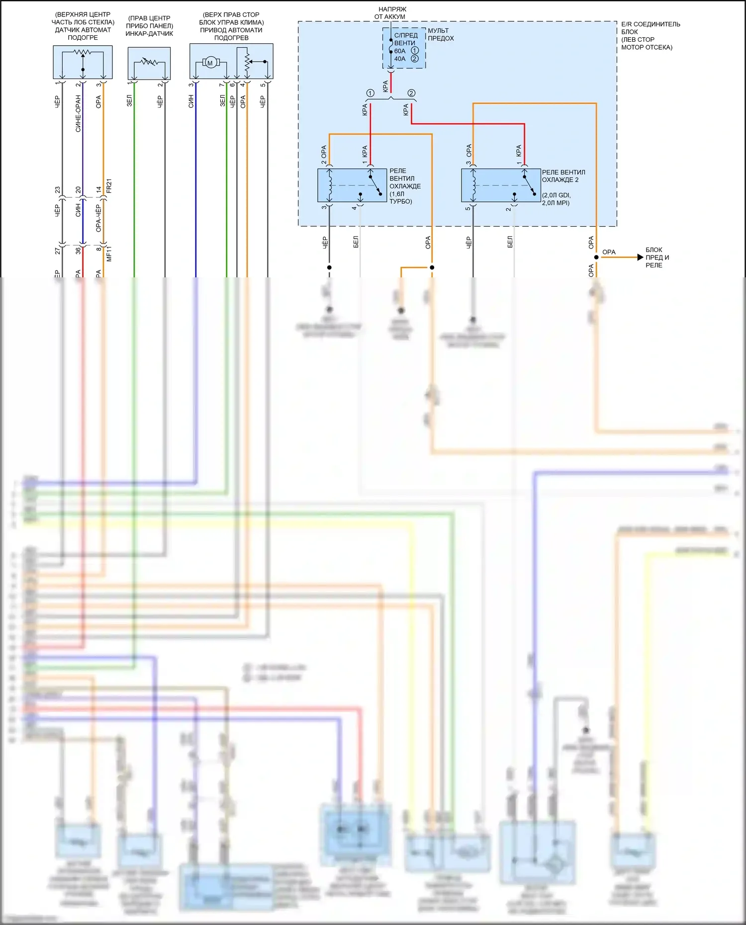 K3 Kia I рестайлинг (2015-2018): Электросхема климат контроля (2 из 3) 