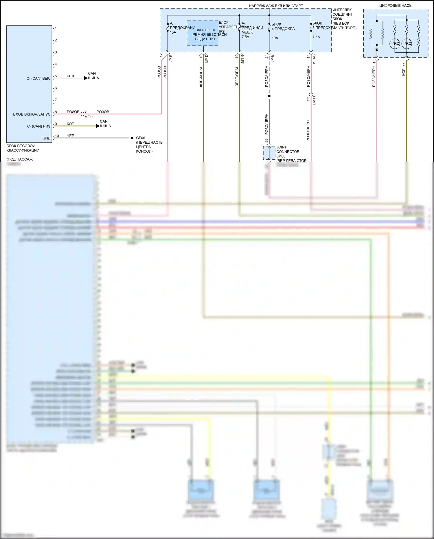 K3 Kia I рестайлинг (2015-2018): Электросхема подушек безопасности (1 из 3) 