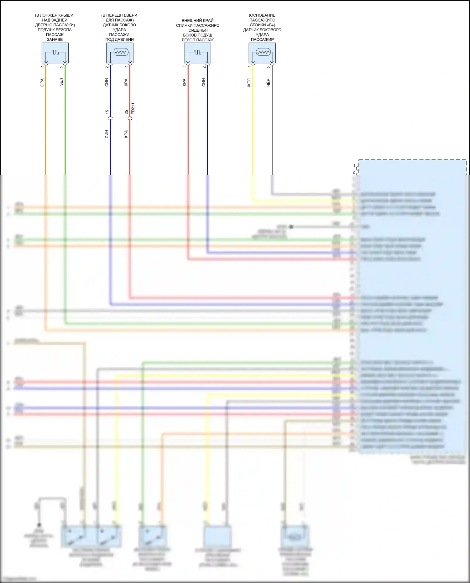 K3 Kia I рестайлинг (2015-2018): Электросхема подушек безопасности (3 из 3) 