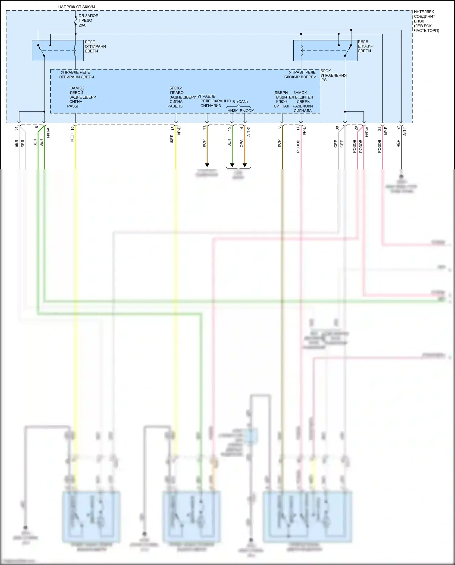 K3 Kia I рестайлинг (2015-2018): Электросхема защиты от взлома (1 из 2) 