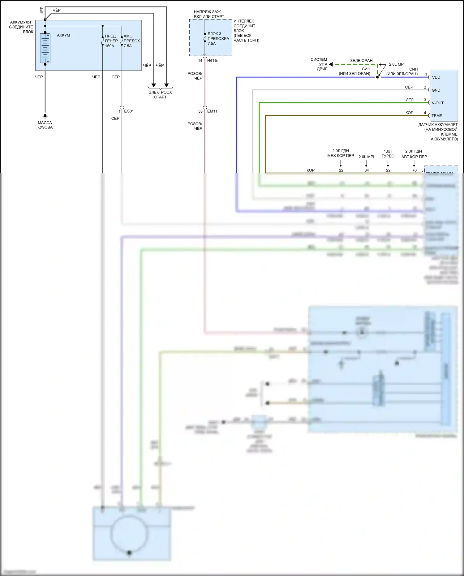 K3 Kia I рестайлинг (2015-2018): Электросхема генератора, без микома 