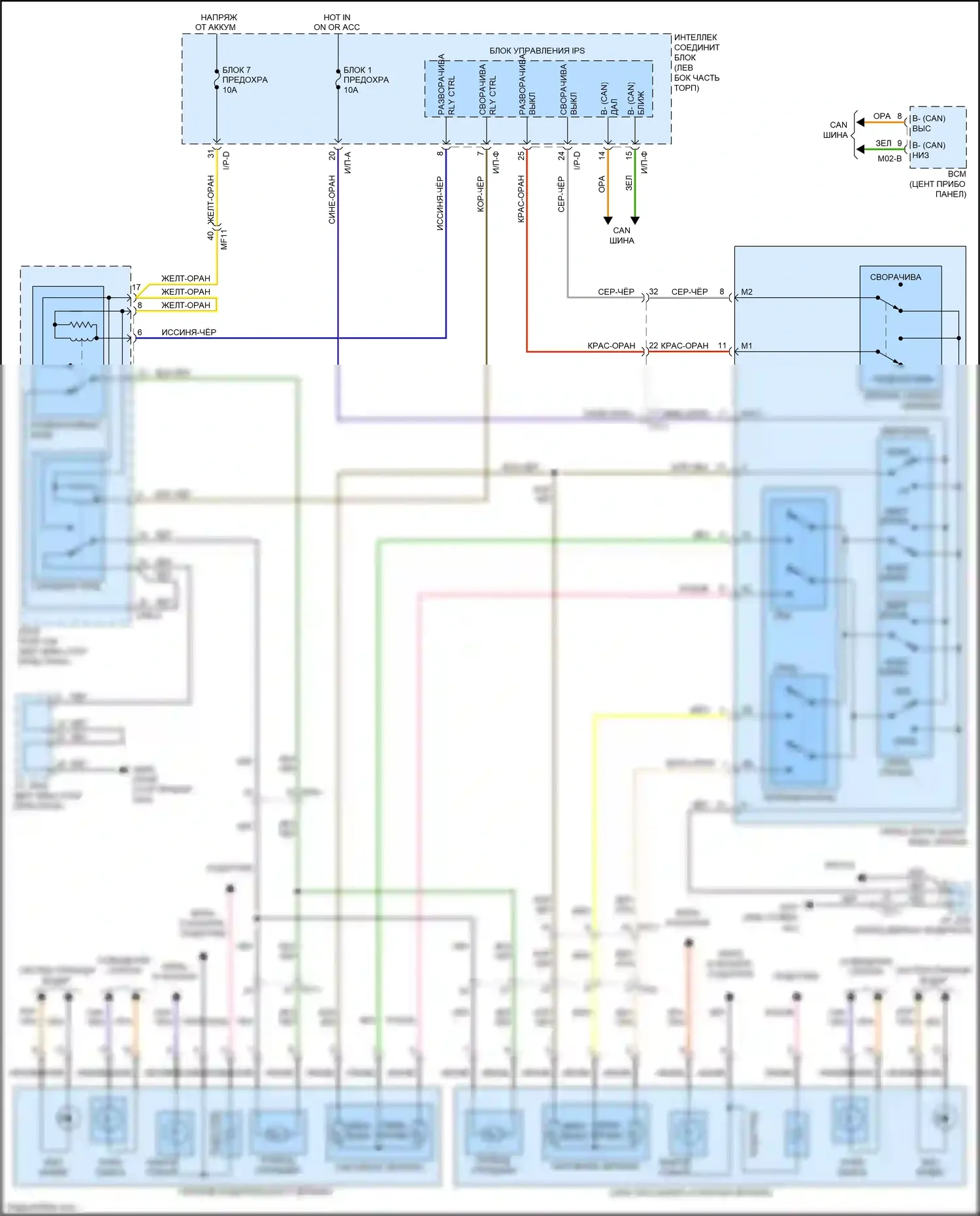 K3 Kia I рестайлинг (2015-2018): Электросхема силового зеркала 