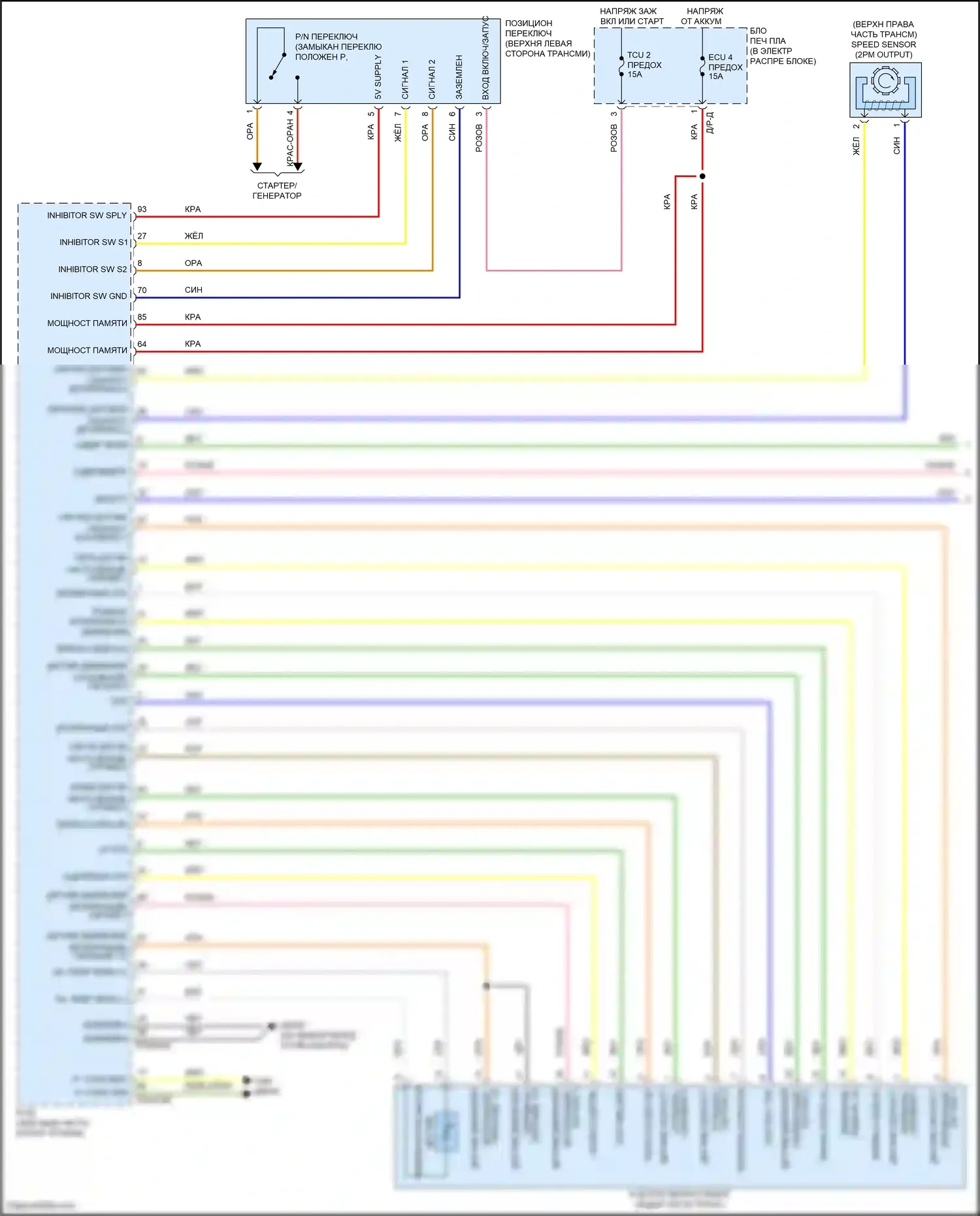 K3 Kia II рестайлинг (2021-2024): 2.0l, электросхема соединений коробки передач (1 из 2) 